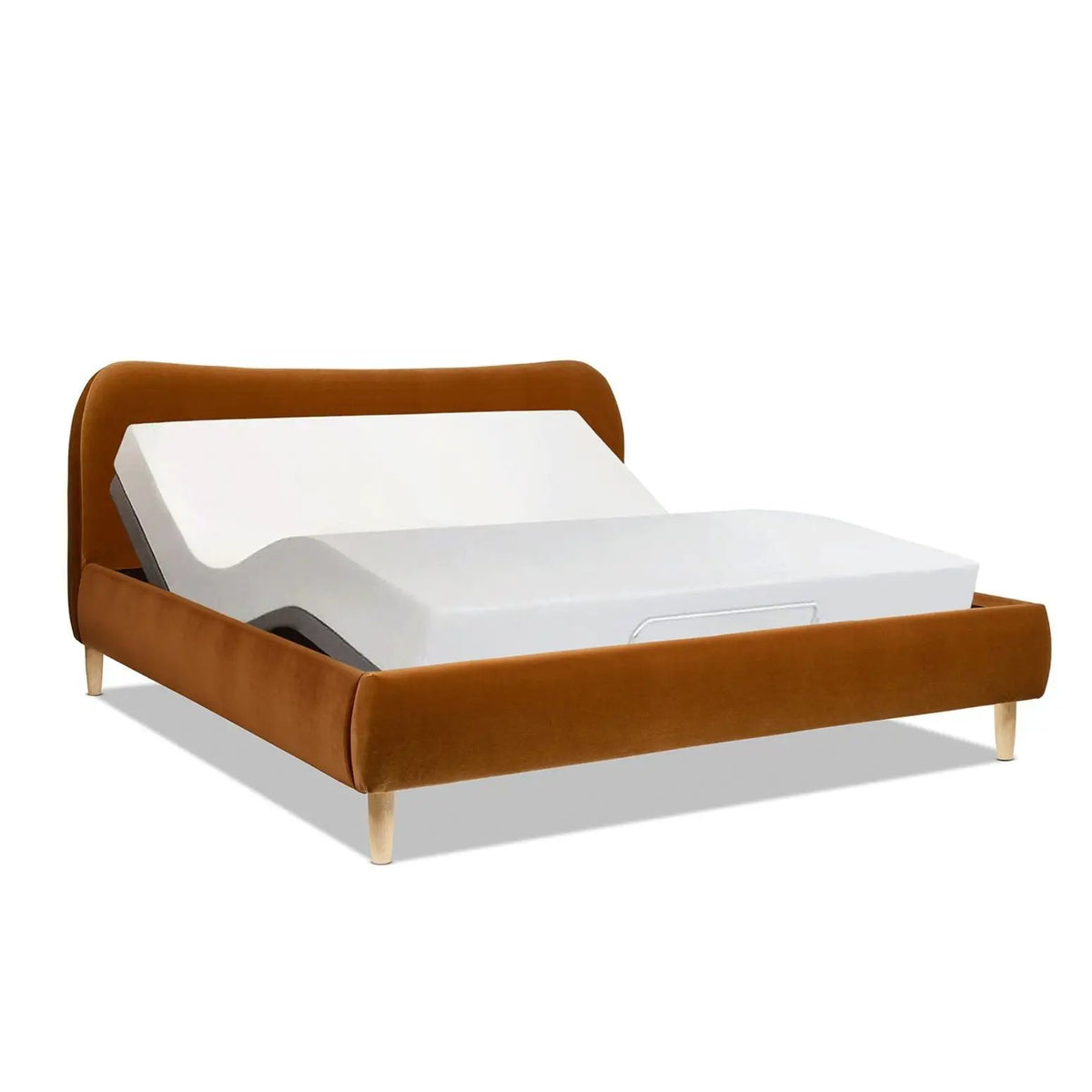Roman Upholstered Platform Bed | Curved Headboard | Upholstered Rails | Eco-Friendly Construction