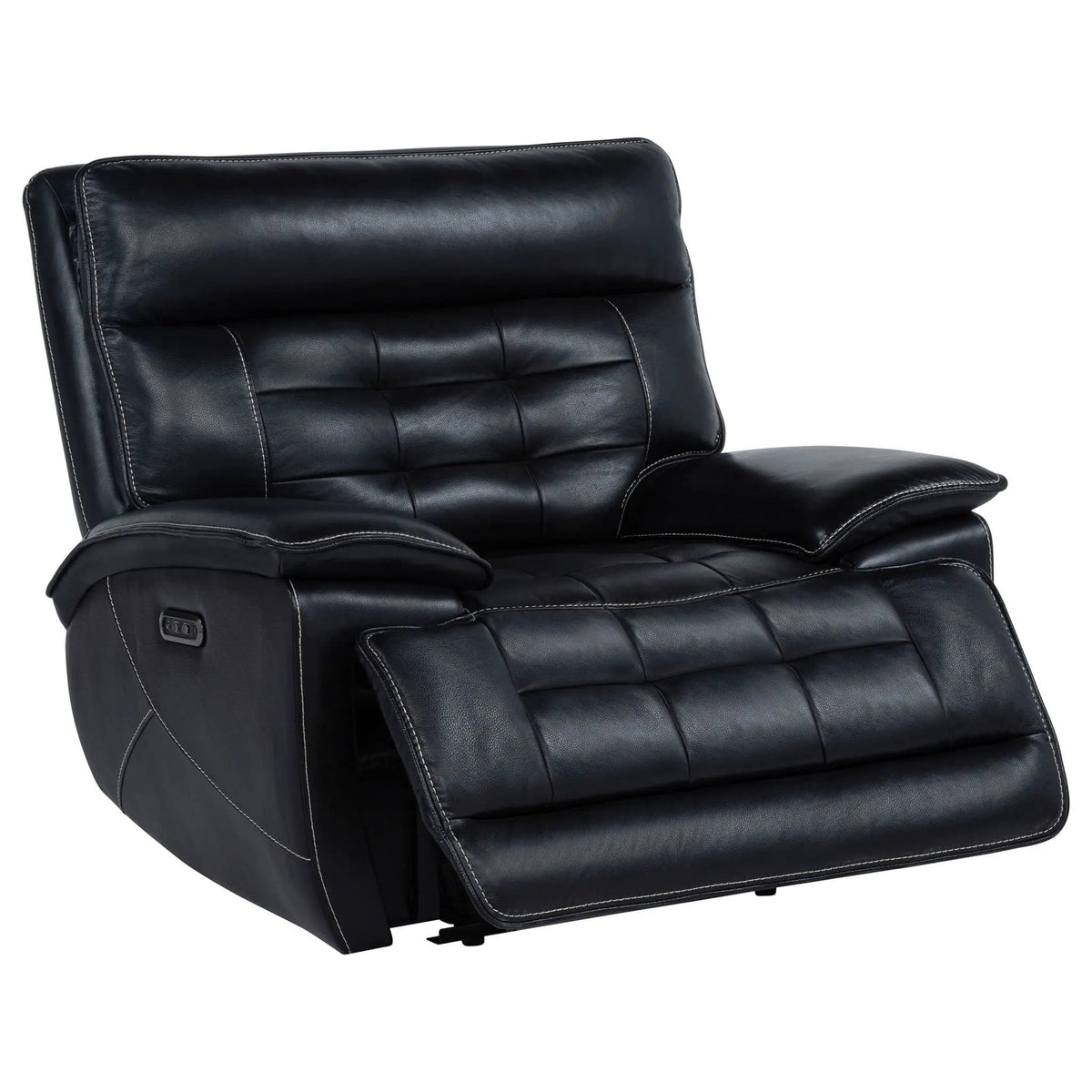 Hewitt Leather Upholstered Dual Power Recliner Chair | 45.25 x 65.25 x 40.25 in | Leather | Black