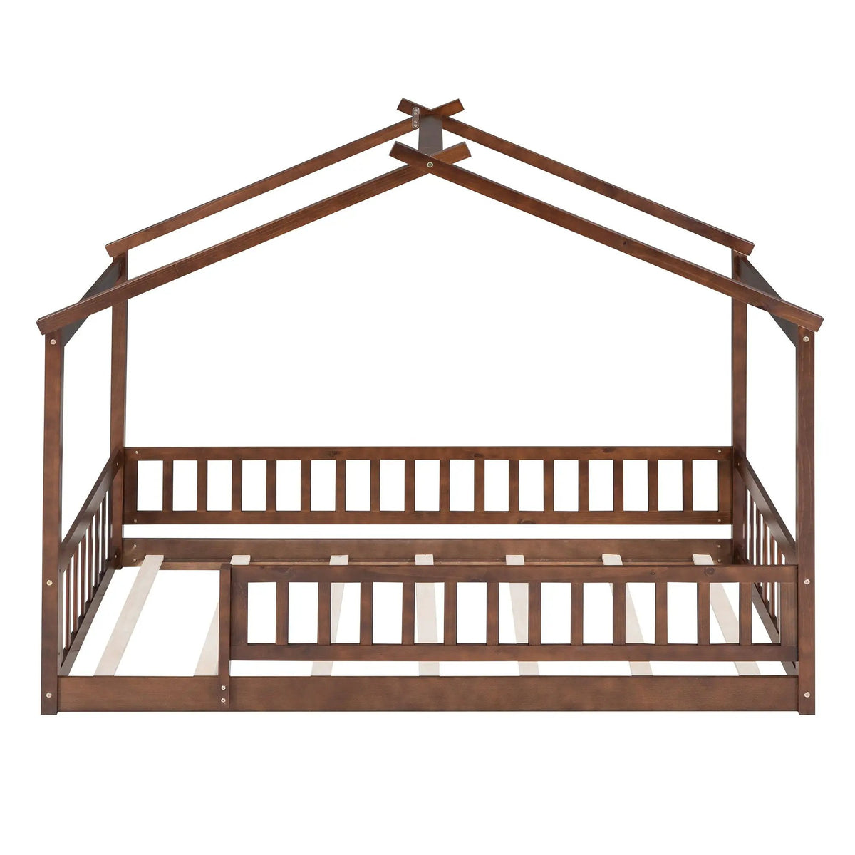 Kids Bed Frame | Playhouse Design | Roof And Fence | Toddler Size