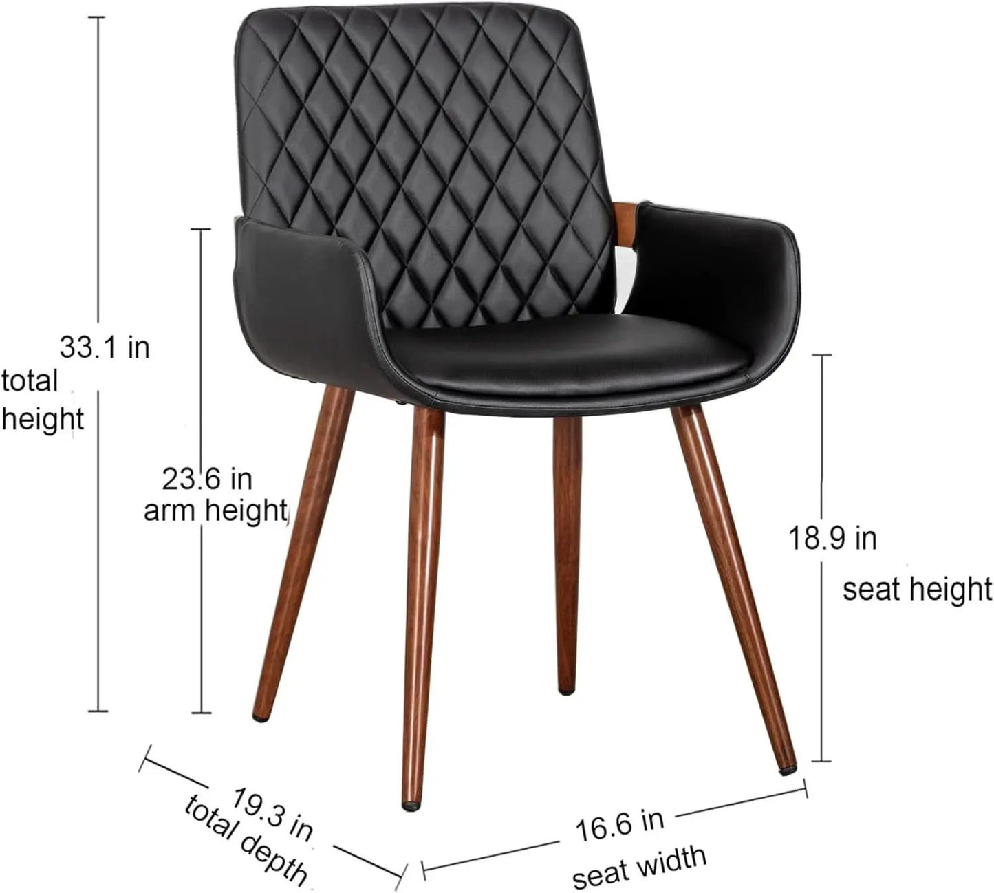 Mid Century Modern Faux Leather Dining Chairs Set 2 Black from PriceLows™