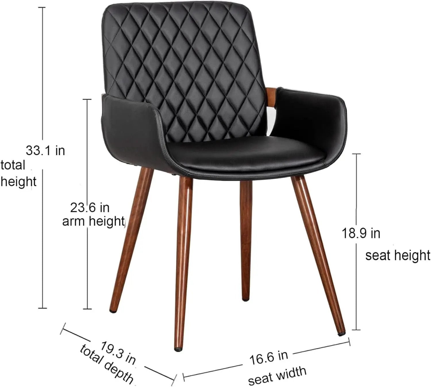 Mid Century Modern Faux Leather Dining Chairs Set 2 Black from PriceLows™