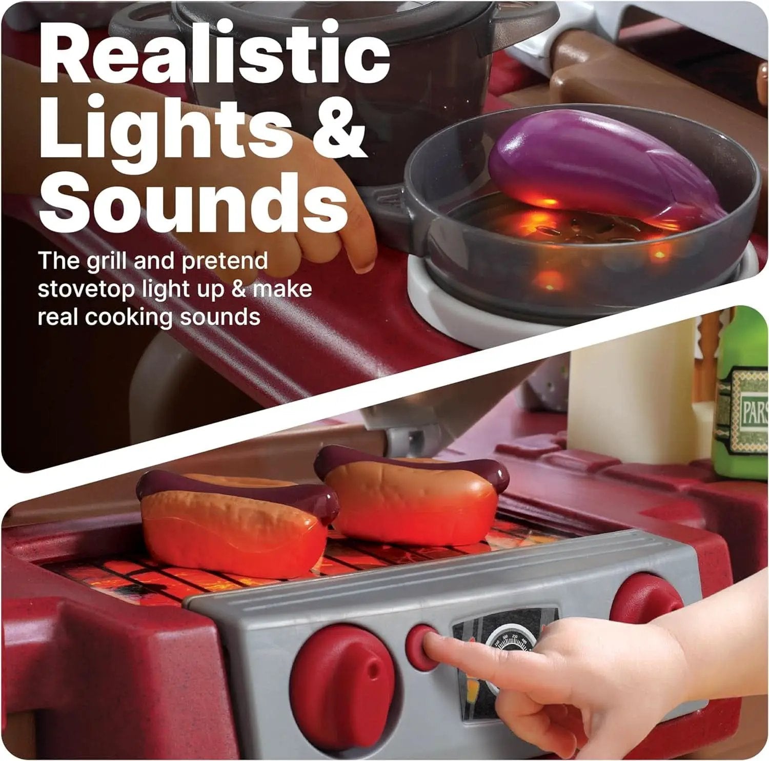 Kids Kitchen Playset With Interactive Lights Brown from PriceLows™