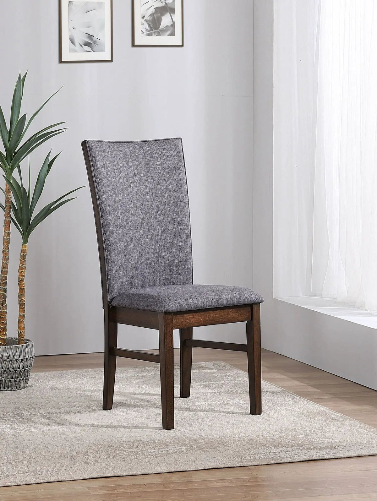 Sherwood Upholstered Dining Side Chair Grey (Set of 2) | 19.25 x 24 x 41.75 in | Rubberwood & Fabric | Dining Room