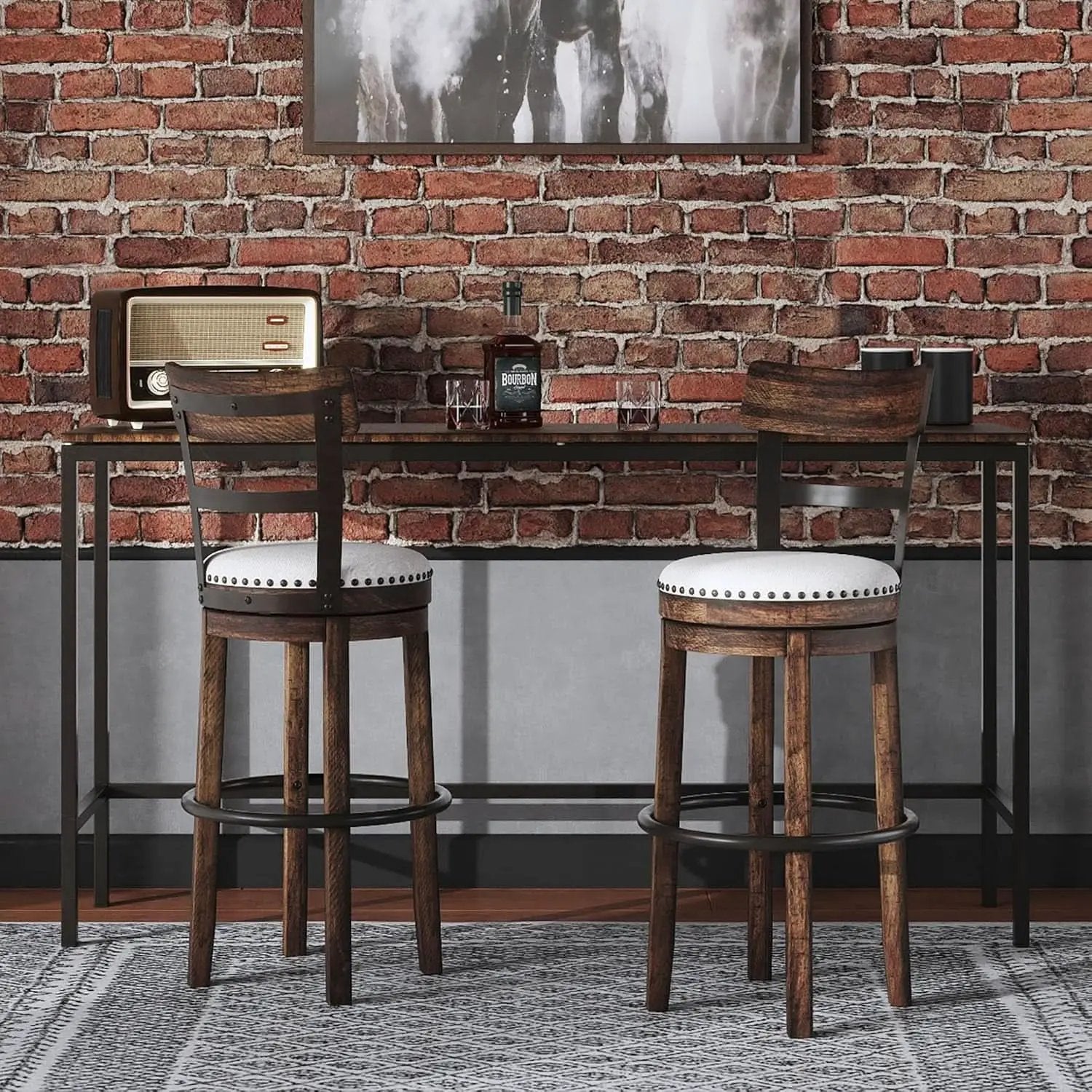 Valebeck 30 Inch Farmhouse Pub Height Bar Stool Brown from PriceLows™