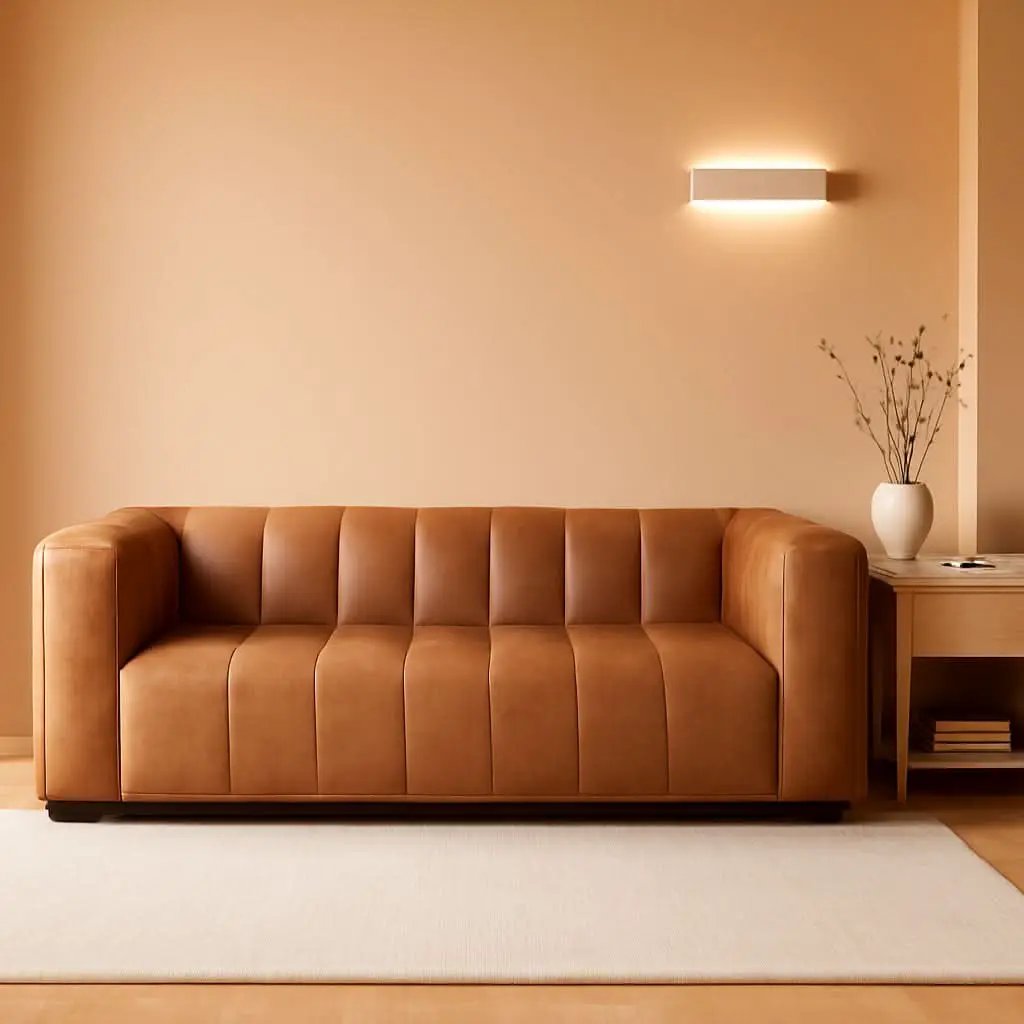 Canale 86 Inch Sofa Full Grain Italian Leather Cognac Tan from PriceLows™