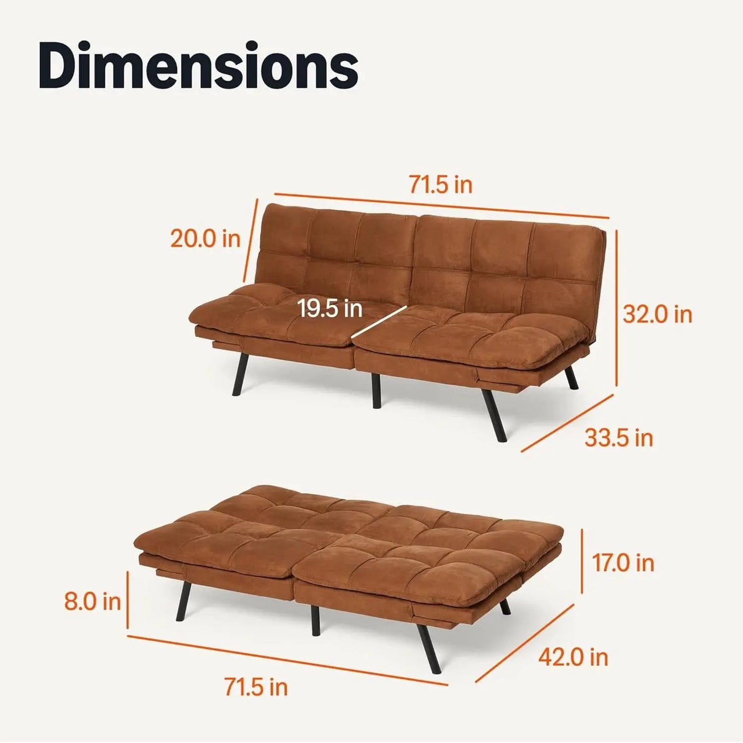 Brown Transformable Loveseat With Memory Foam Sleeper from PriceLows™