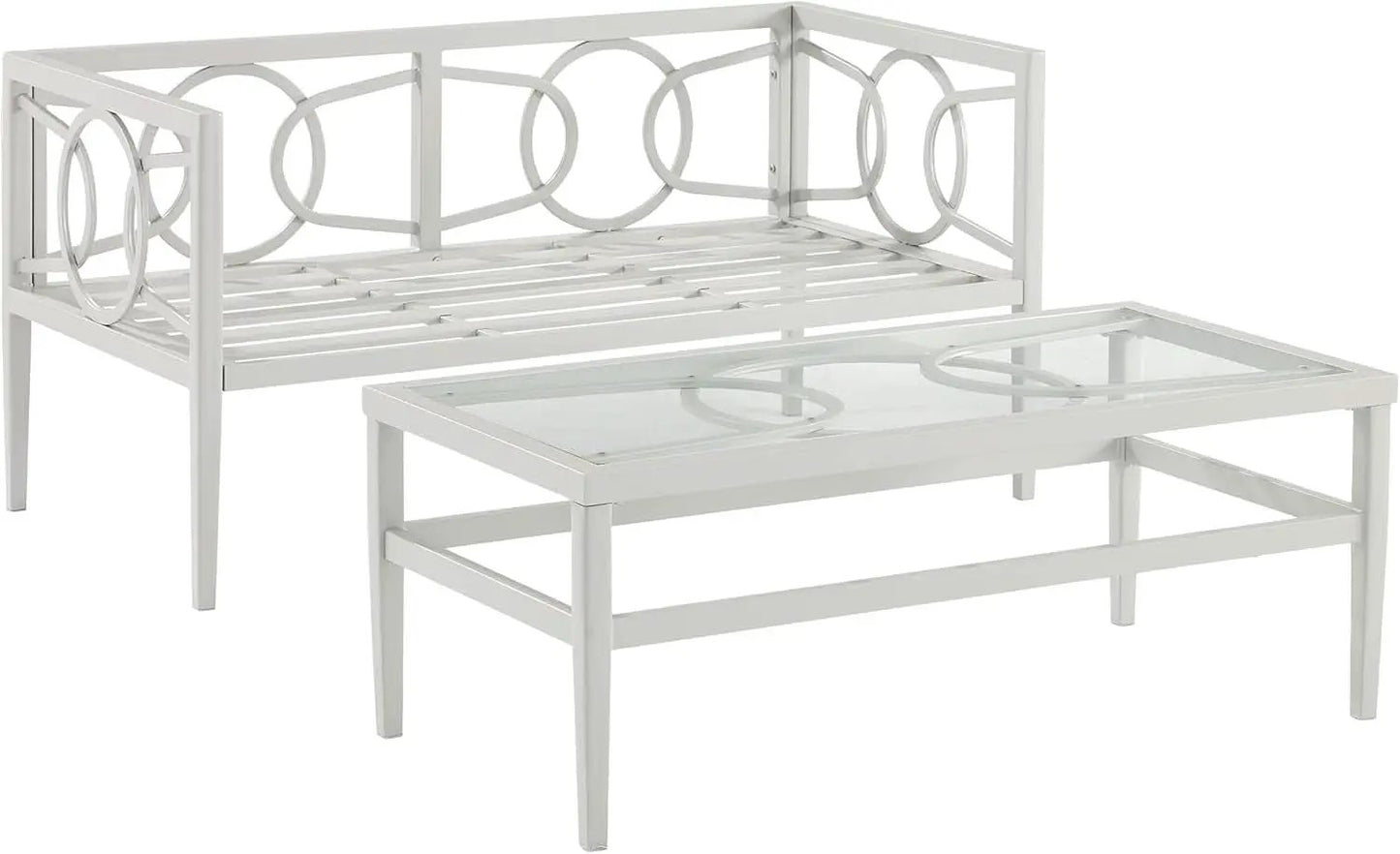2 Piece Outdoor Coffee Table And Loveseat Set Gray Frame Creme Cushions from PriceLows™