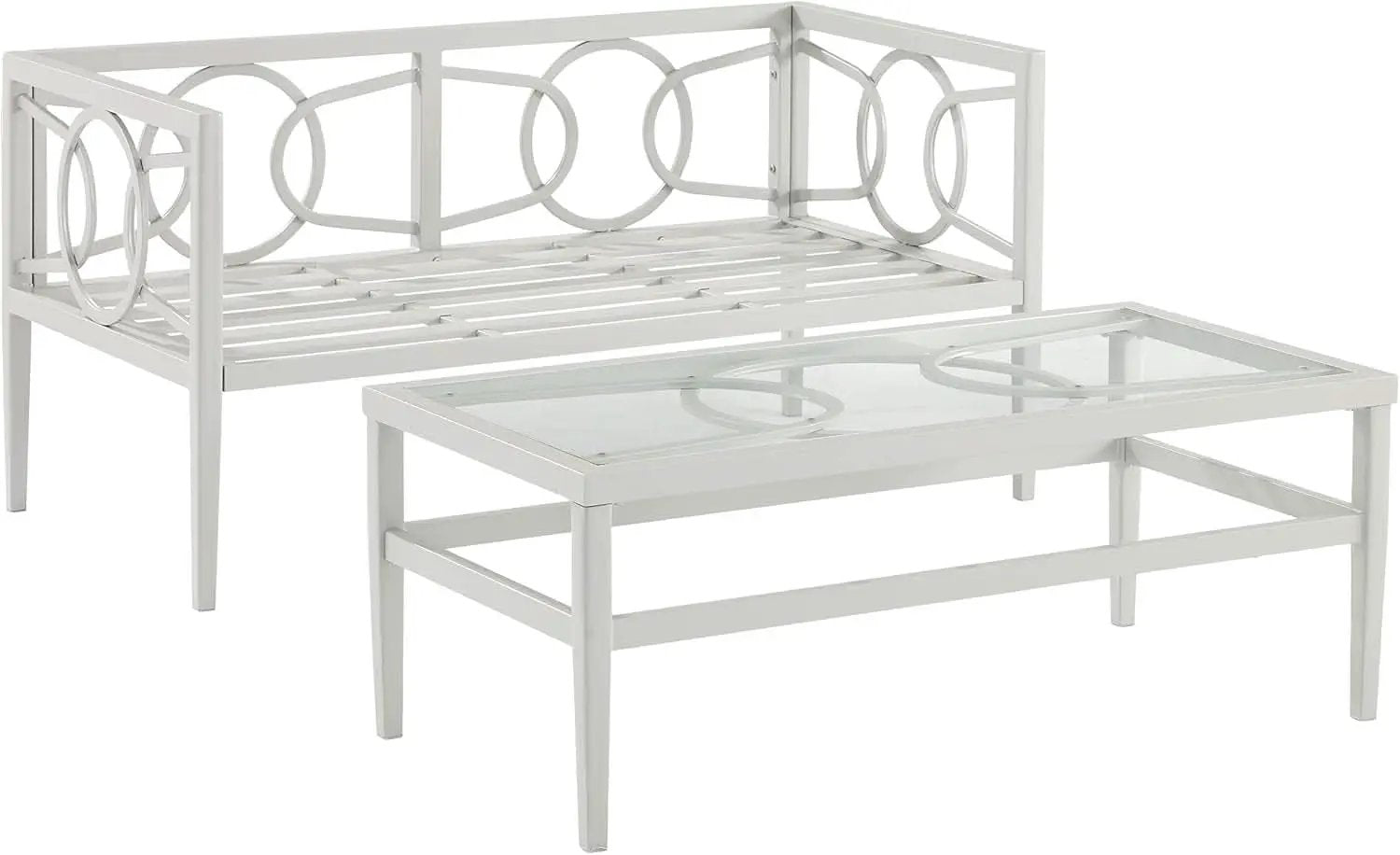 2 Piece Outdoor Coffee Table And Loveseat Set Gray Frame Creme Cushions from PriceLows™