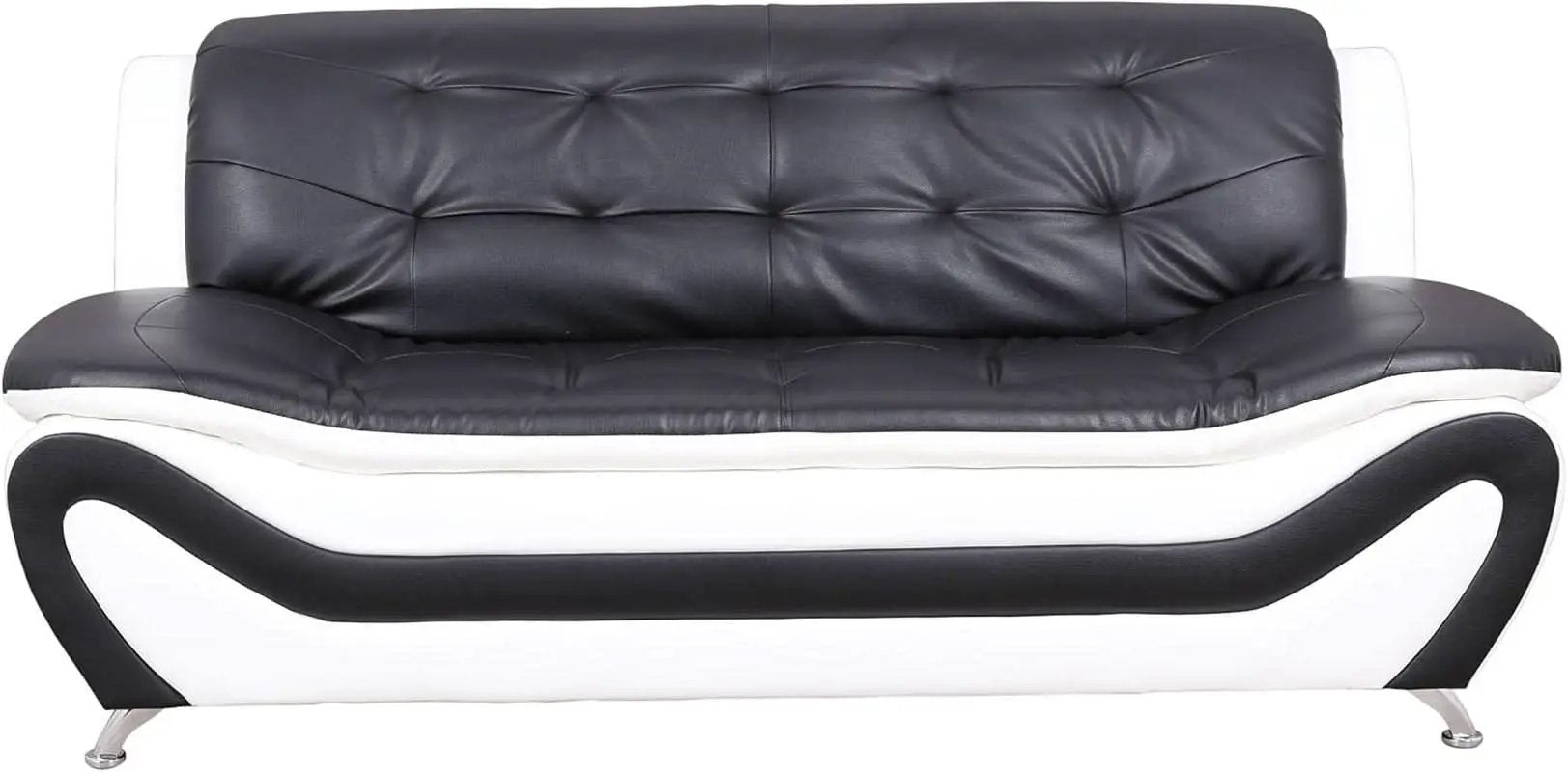 3 Piece Aldo Modern Faux Leather Sofa Set Black And White With Sofa Loveseat And Chair from PriceLows™