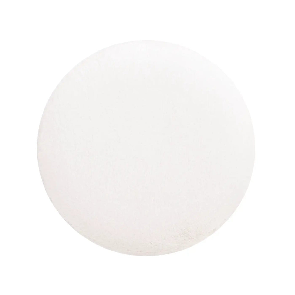 Tilly Round Fur Upholstered / Burl Pouf Ottoman | 16.5 x 16.5 x 17.5 in | Veneer & Wood | White