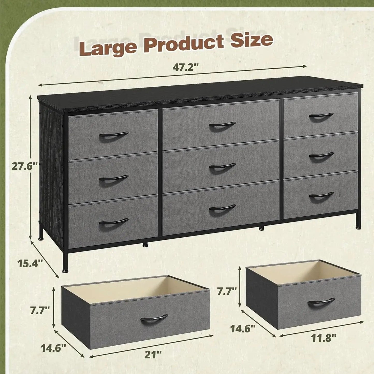 Grey TV Console With 9 Drawers For Living Room Entertainment Center from PriceLows™