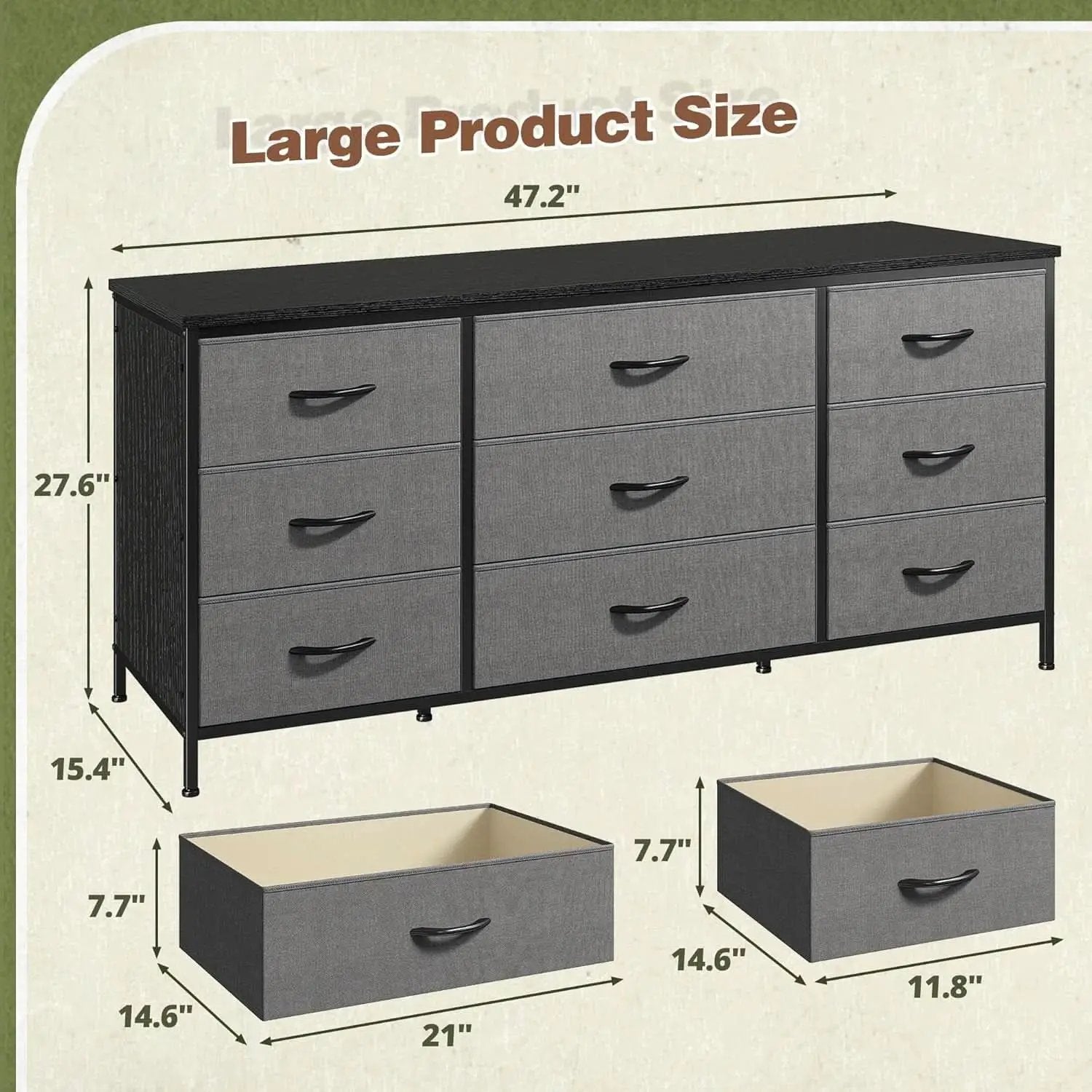 Grey TV Console With 9 Drawers For Living Room Entertainment Center from PriceLows™