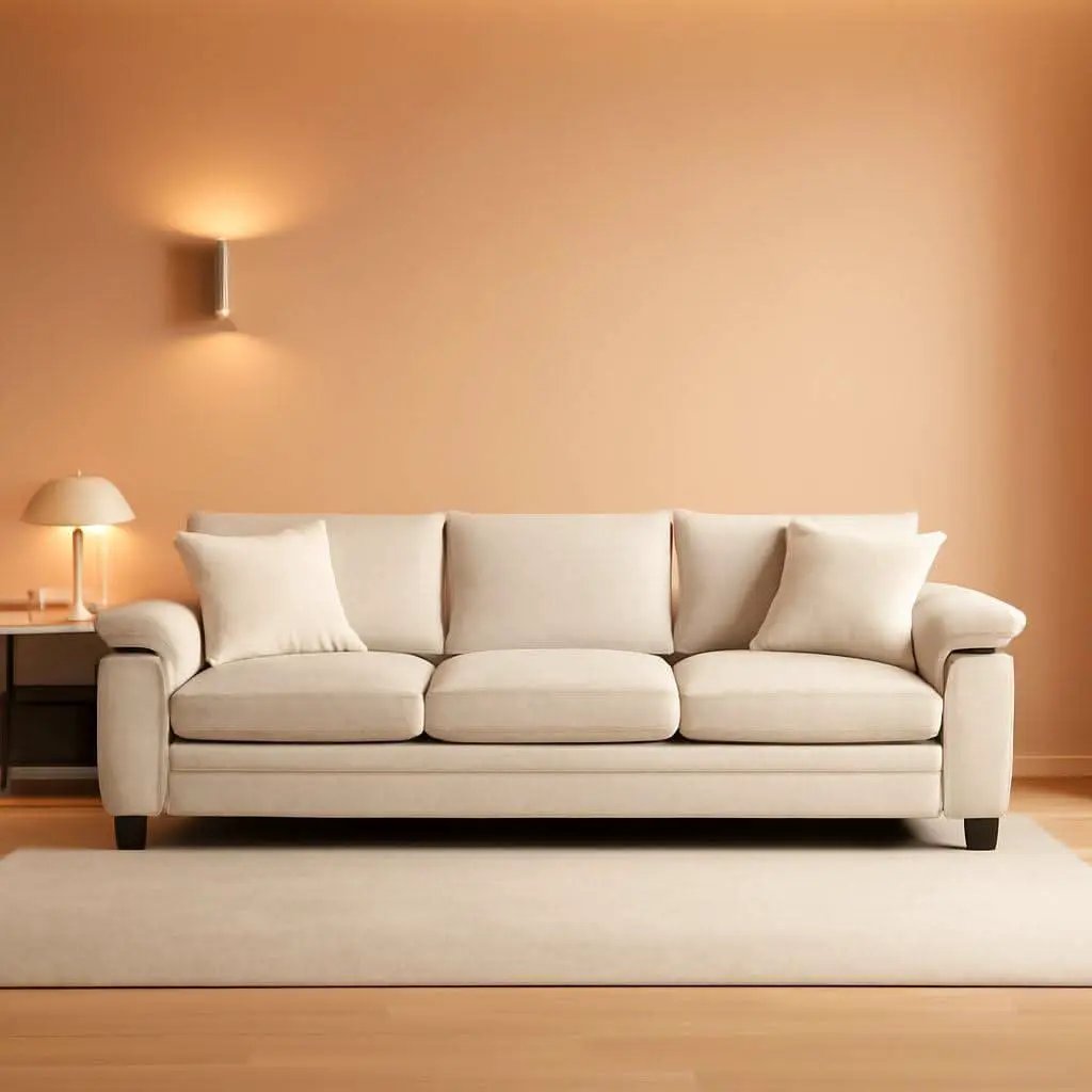 124 Inch Chenille Beige Modular Sectional Sofa With Throw Pillows from PriceLows™