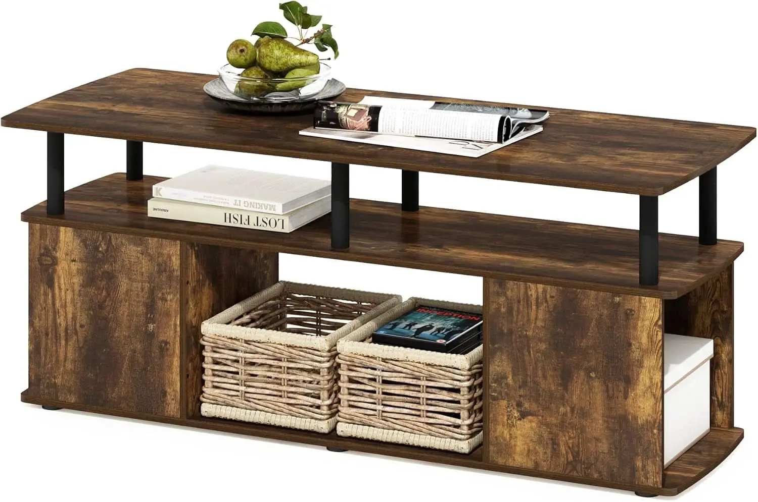 TV Stand For 50 Inch TVs Amber Pine Black Rustic Modern from PriceLows™