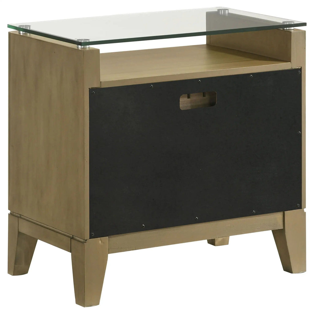 Granada 2-drawer Glass Top Nightstand Natural Pine | 25.5 x 16 x 25.5 in | Tempered Glass | Bedroom