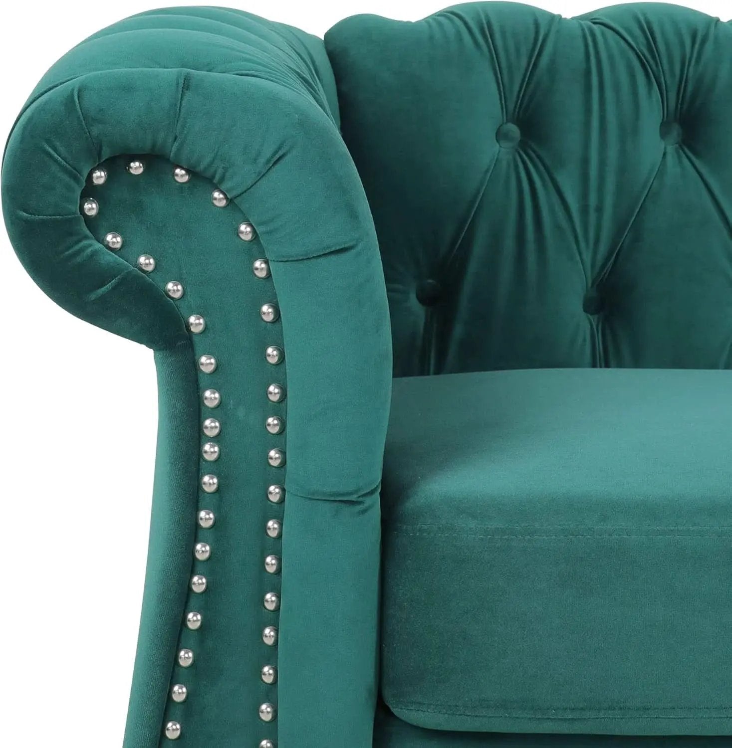 Green Velvet Chesterfield Living Room Set Including Sofa Loveseat and Club Chair from PriceLows™