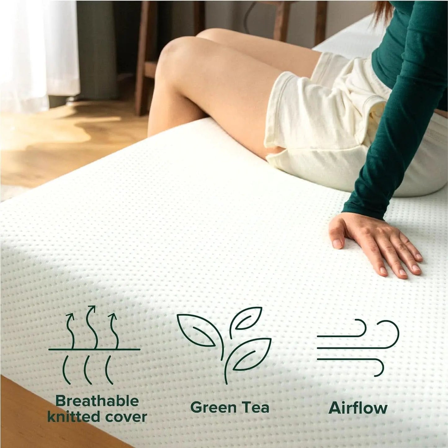Twin Green Tea Infused Memory Foam Mattress Medium Firm from PriceLows™