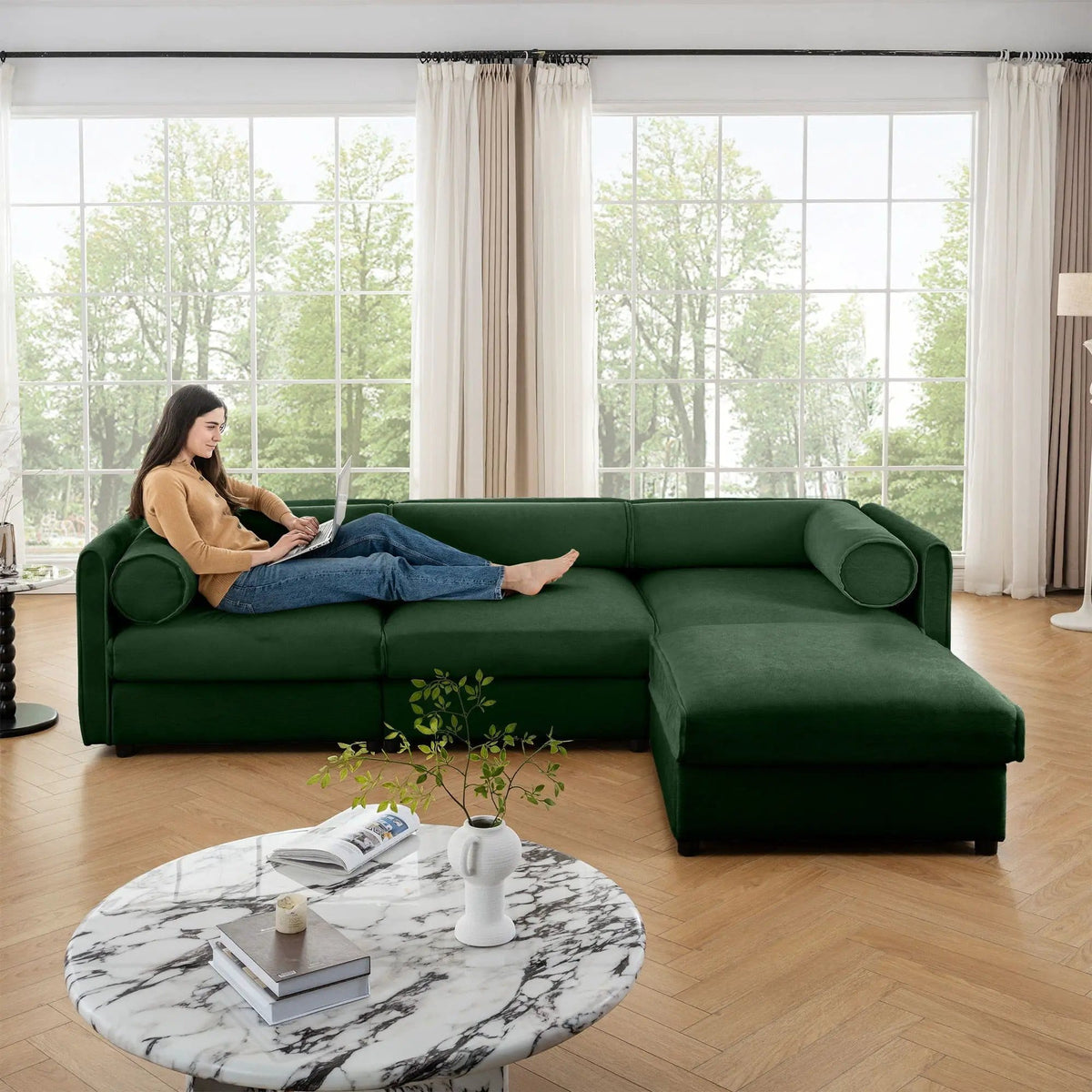 Contemporary Elegant Sofa With Storage And Ottoman 2 Piece Living Room Set | 2 Piece Living Room Set | Living Room Furniture | Living Room