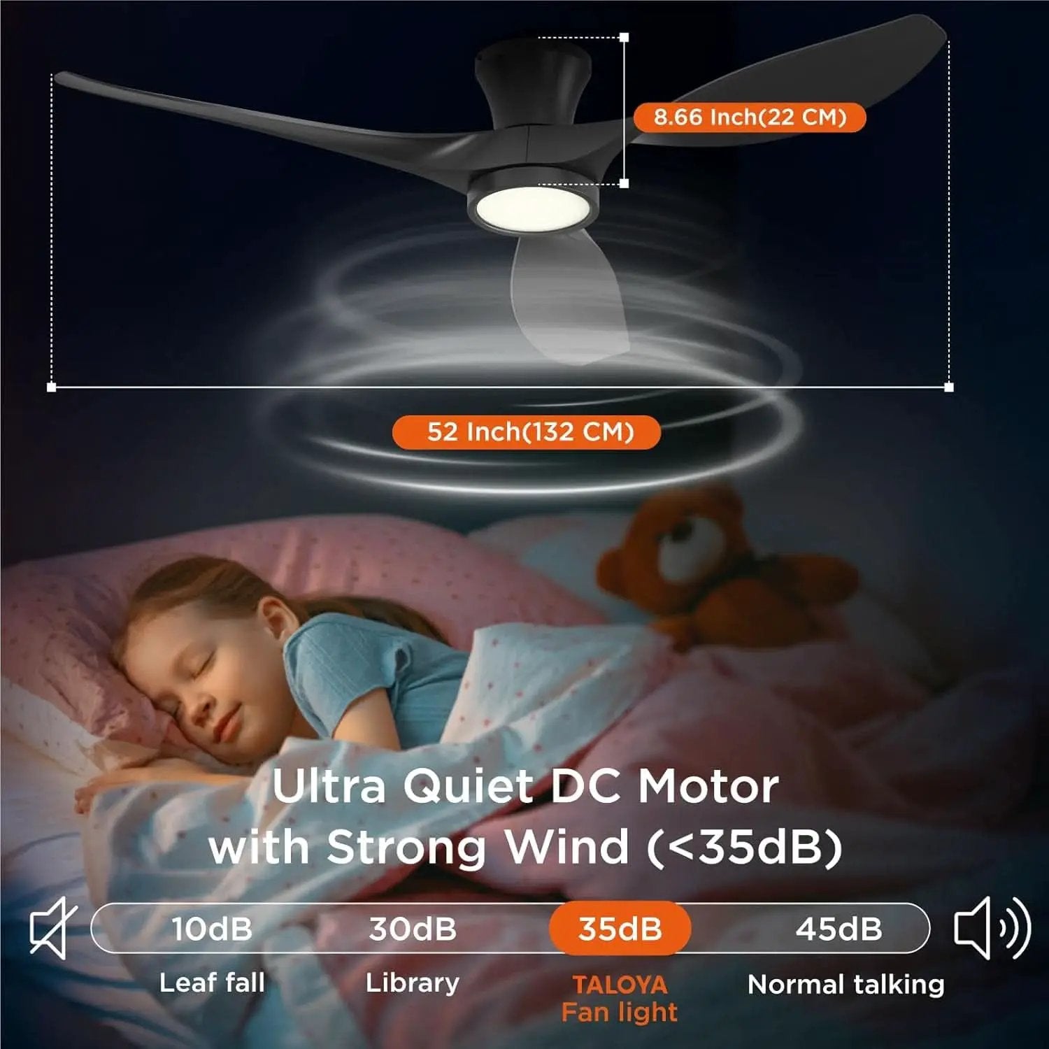 52 Inch Black Ceiling Fan With Integrated Led Lighting from PriceLows™