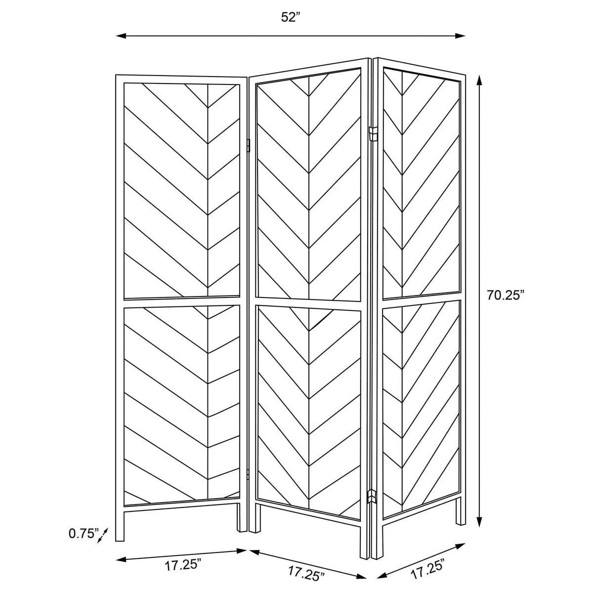 Marlene 3-Panel Room Divider Folding Screen Rustic Tobacco | 52 x 0.75 x 70.25 in | Metal | Home