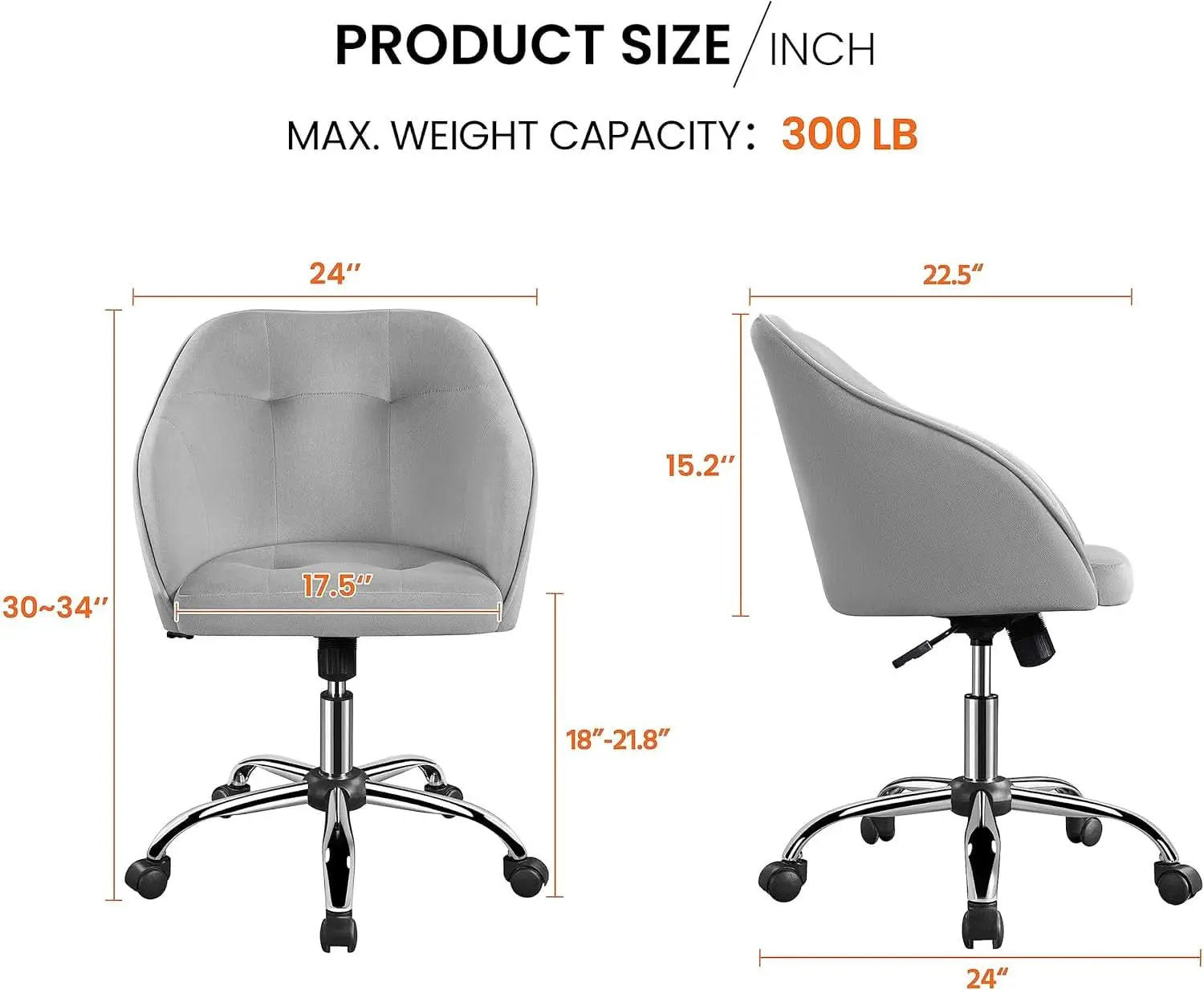 Light Gray Velvet Desk Chair With Adjustable Tilt Arm from PriceLows™