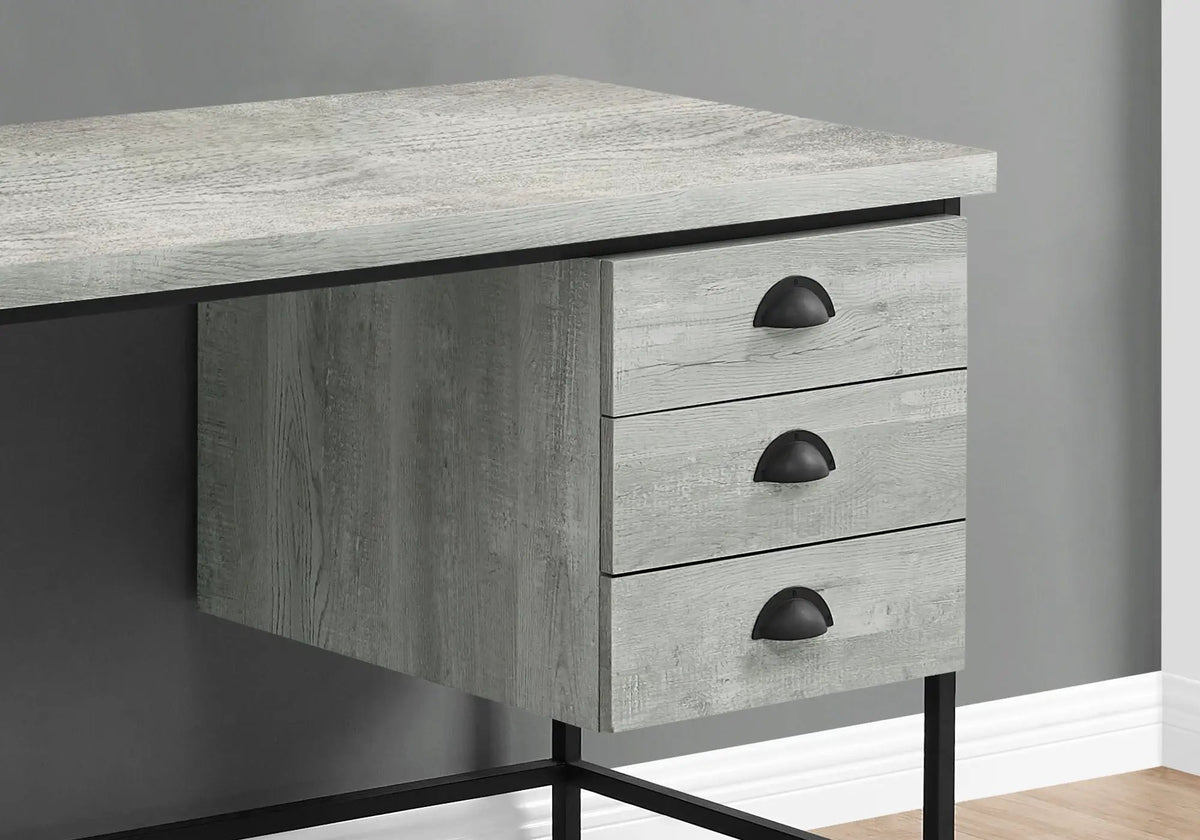 Computer Desk | 3 Storage Drawers | Metal Glides | 55.25 Inch Length