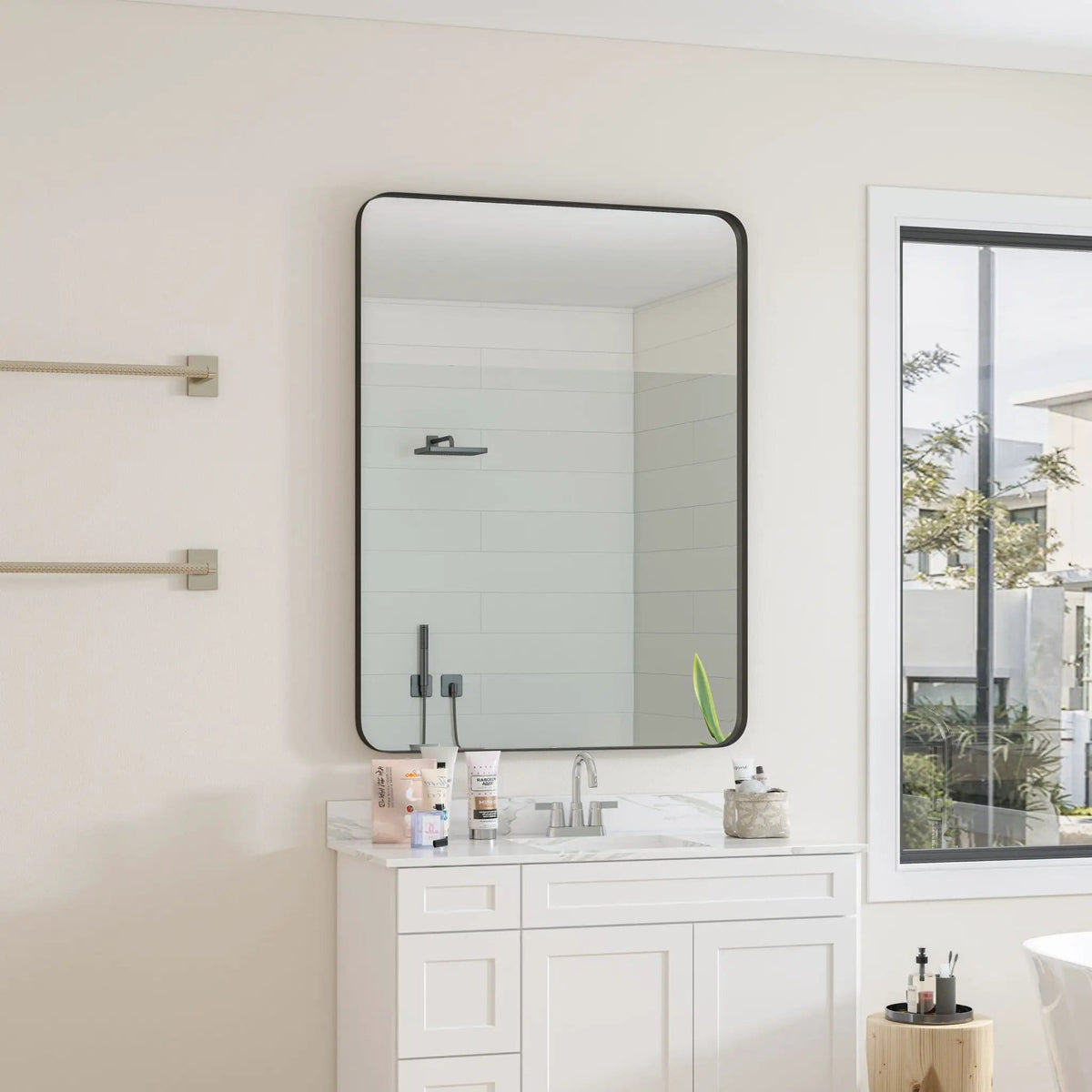 Wall Mirror Rectangular Mirror Metal Framed Mirror Vanity Mirror Dressing Mirror | 2 Pieces | Metal | Bedroom