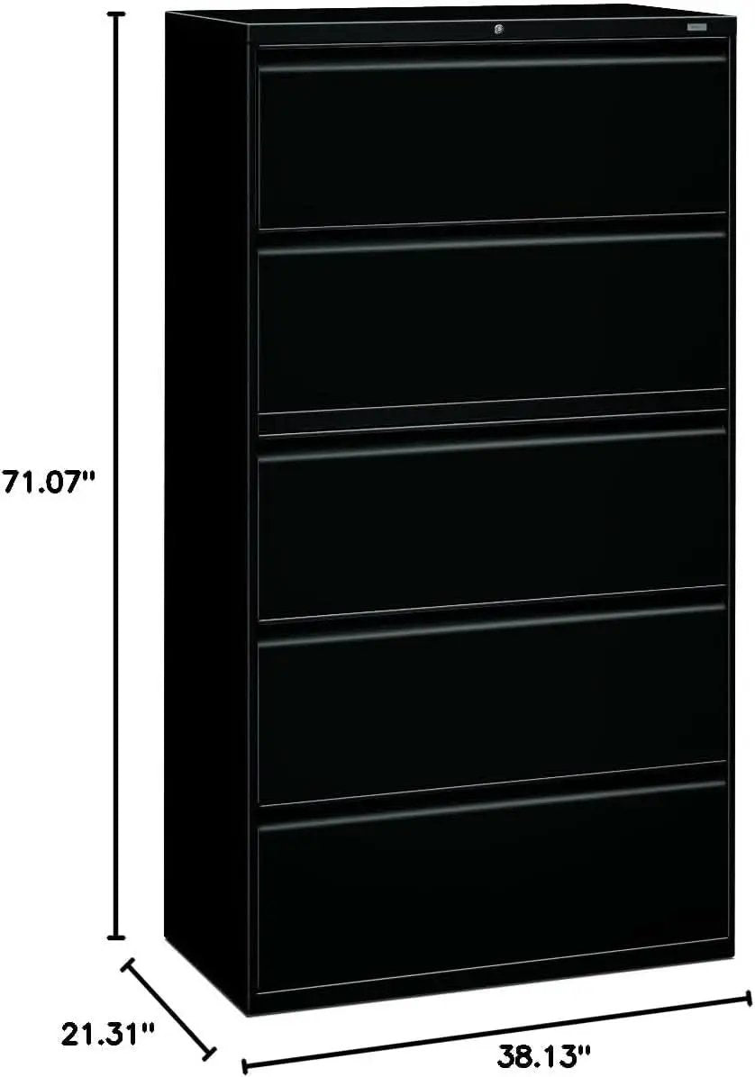 Five Drawer Lateral File Cabinet With Lock, 36W x 19.25D x 67H from PriceLows™