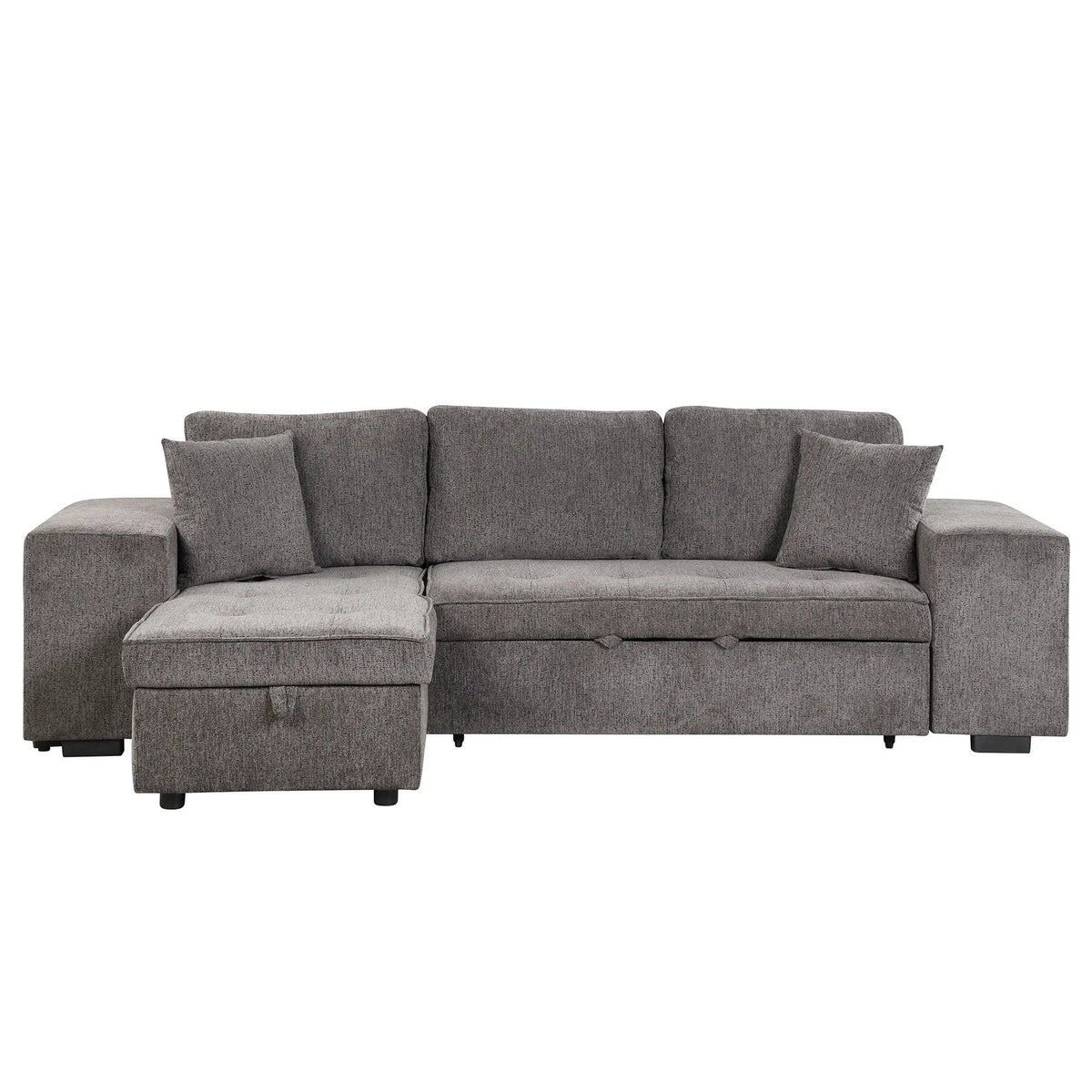 Modern L-Shape 3 Seat Reversible Sectional Couch, Pull Out Sleeper Sofa With Storage | 4 Pieces | Fabric | Living Room
