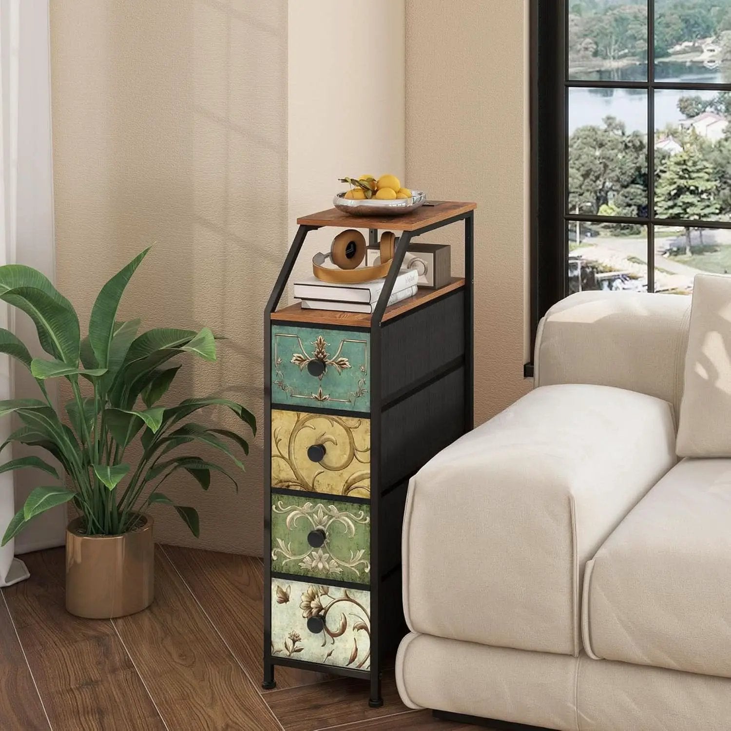 Narrow Tall Dresser With Integrated Charging Station from PriceLows™