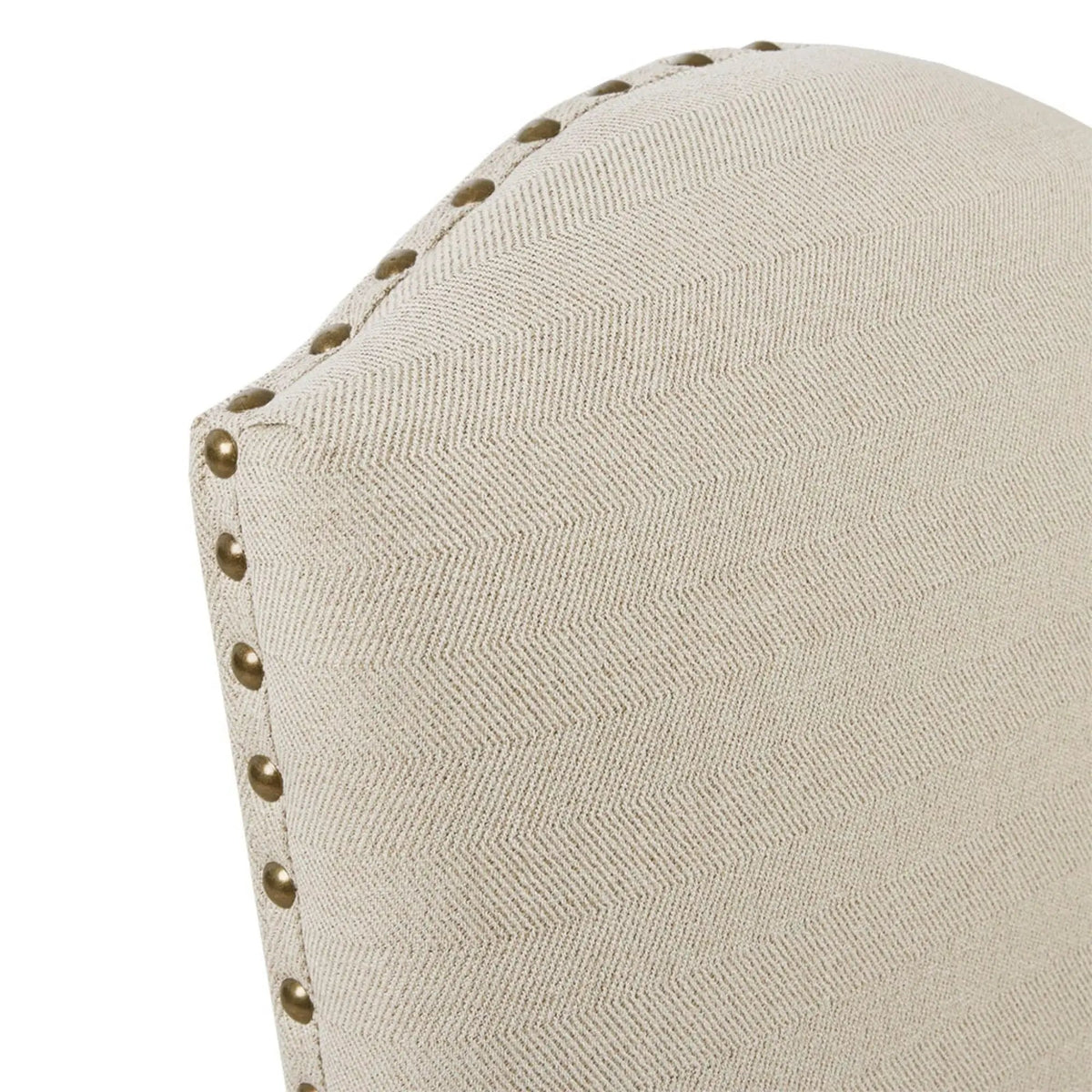 Dining Chairs With Skirts | Set Of 2 | Beige Farmhouse Style | Bronze Nailhead Trim