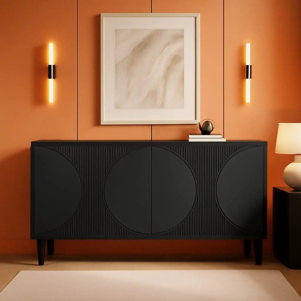 Modern 59-Inch Walnut Sideboard Buffet Table With Storage from PriceLows™