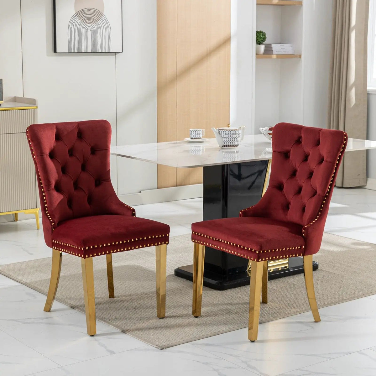 Dining Chair | Tufted Upholstery | Solid Wood Frame | Set Of 2