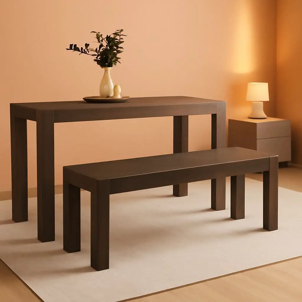 60 Inch Solid Wood Dining Bench Walnut Wirebrush Finish from PriceLows™