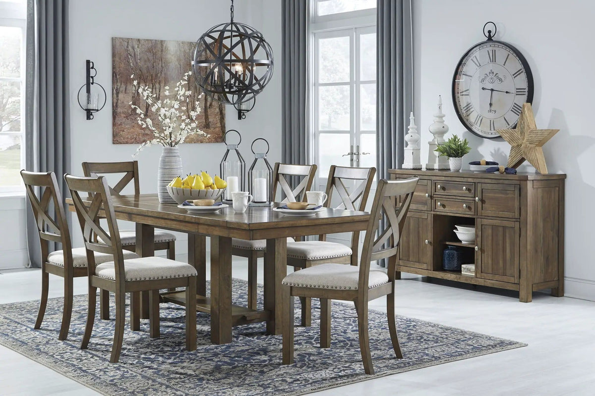 Moriville Rectangular Dining Table Set | 5 Piece Dining Room Set | Rubberwood | Dining Room