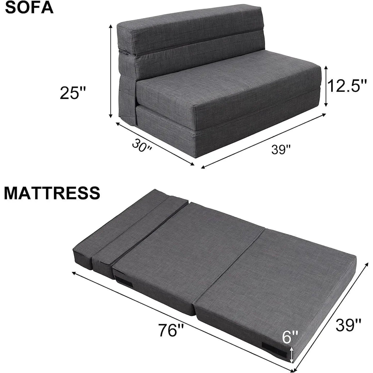 Memory Foam Sleeper Chair With Washable Cover Dark Gray from PriceLows™