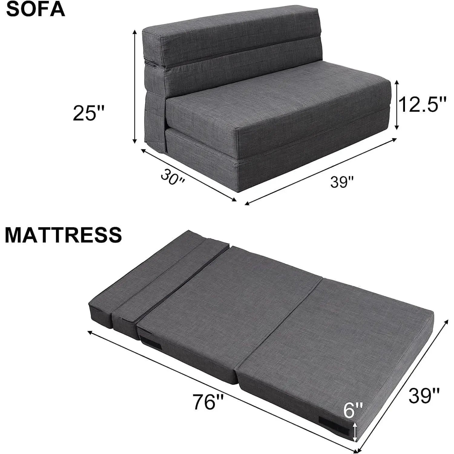Memory Foam Sleeper Chair With Washable Cover Dark Gray from PriceLows™