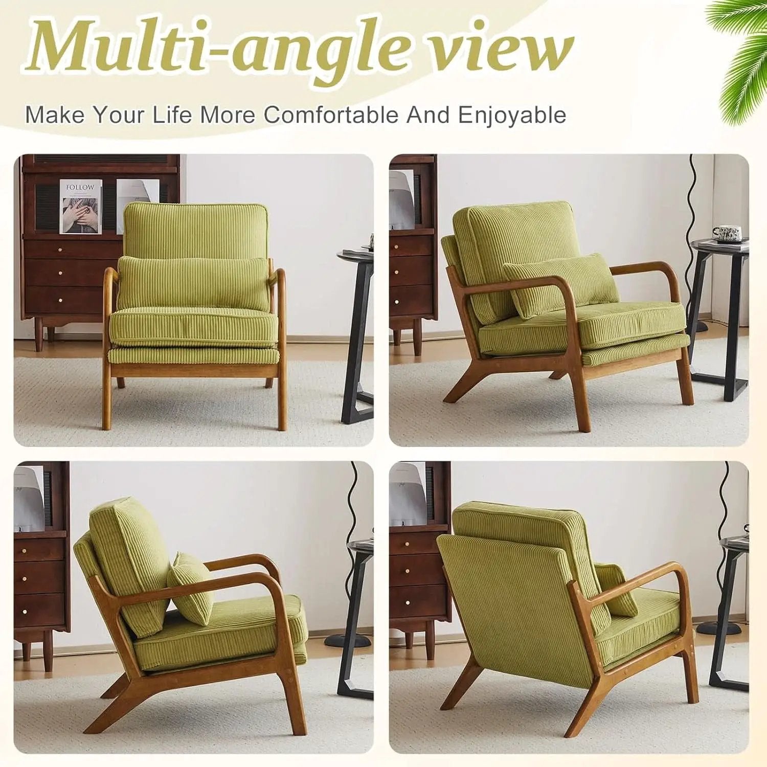 Nightshade Green Armchair With Lumbar Pillow Home Office from PriceLows™