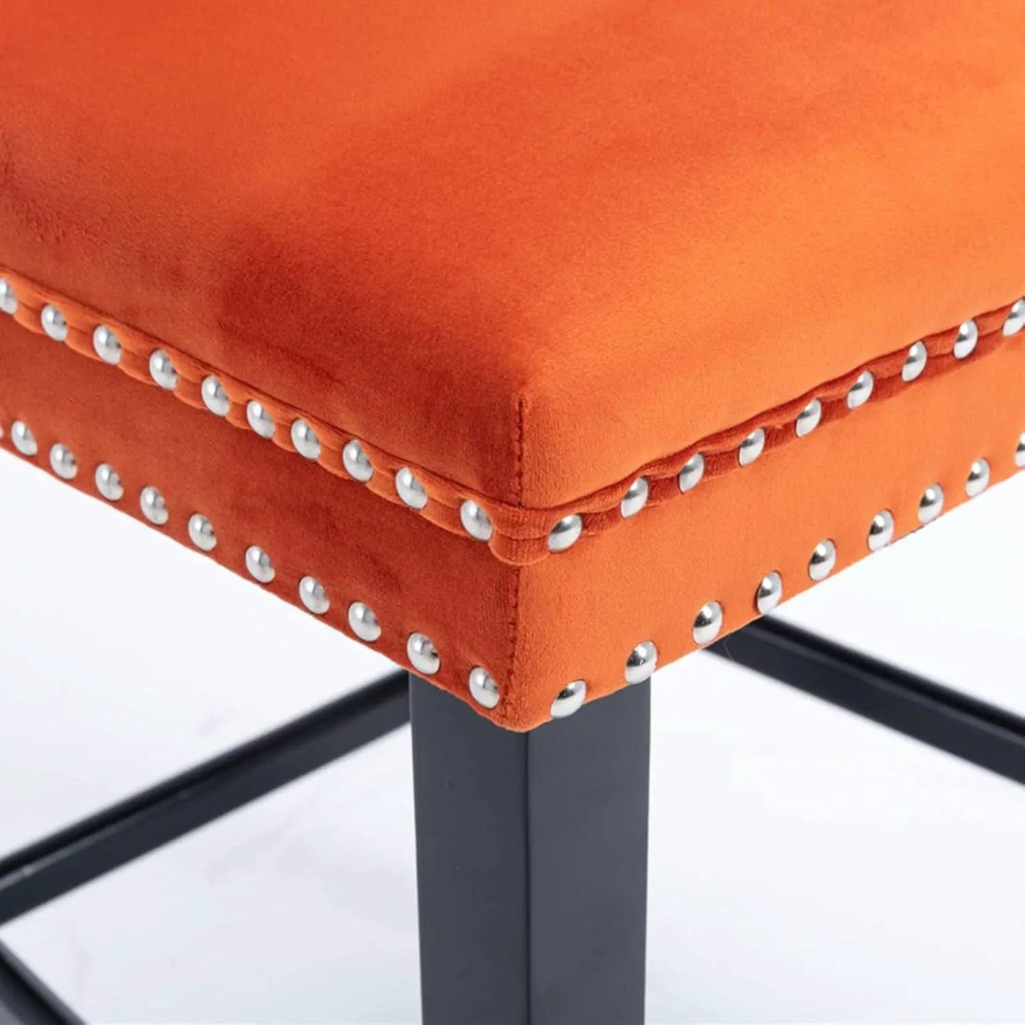 Wingback Velvet Bar Stools Set Of Two Orange Counter Height from PriceLows™