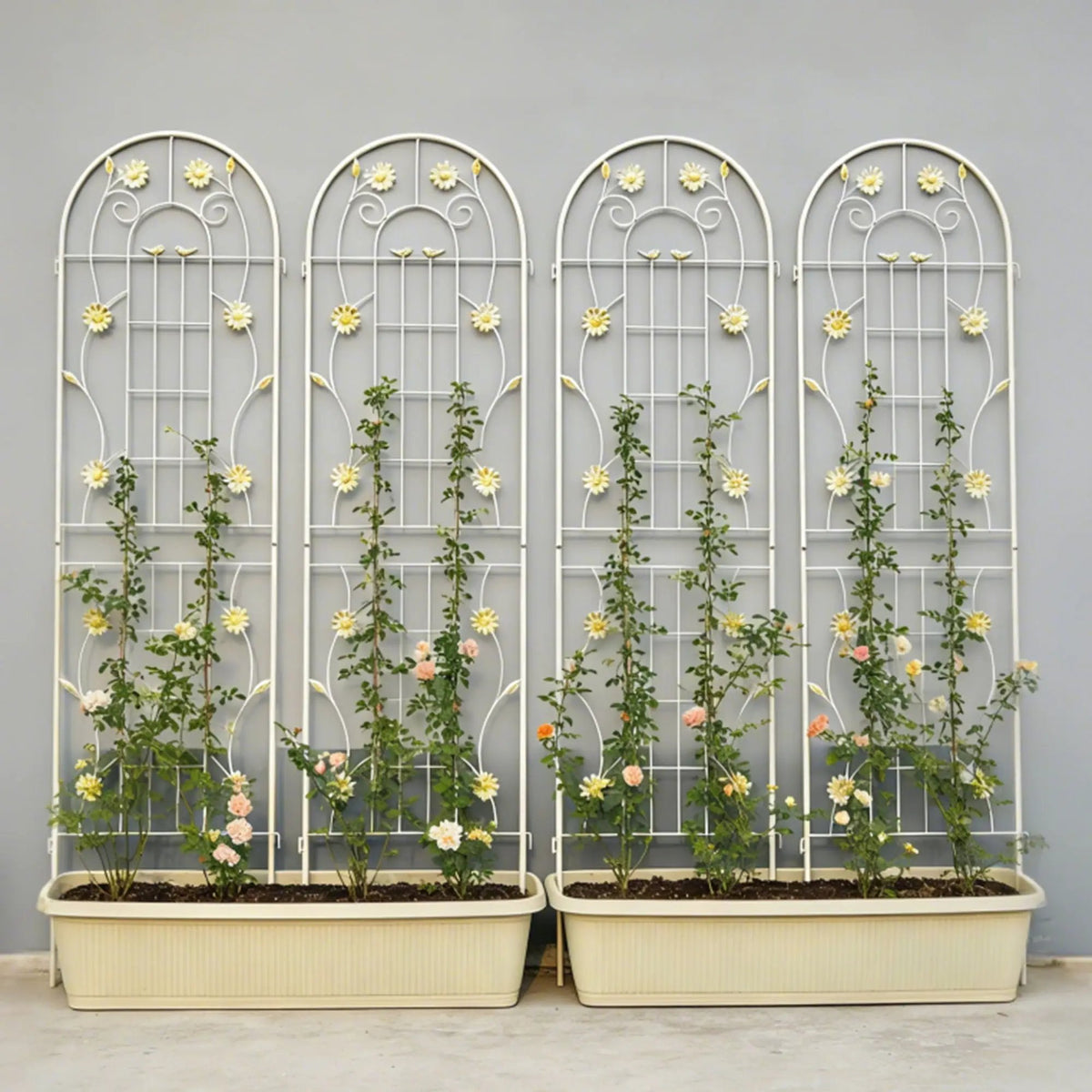 Metal Garden Trellis | Galvanized Steel | Powder Coated | 4 Piece Set