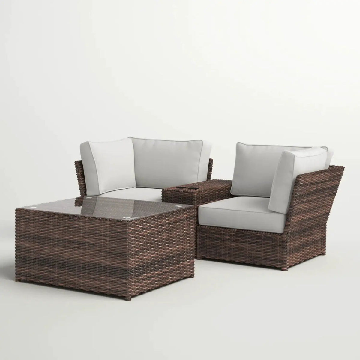 Outdoor Rattan Sectional Set | Half-Round HDPE Wicker | Rustproof Aluminum Frame | Fully Assembled