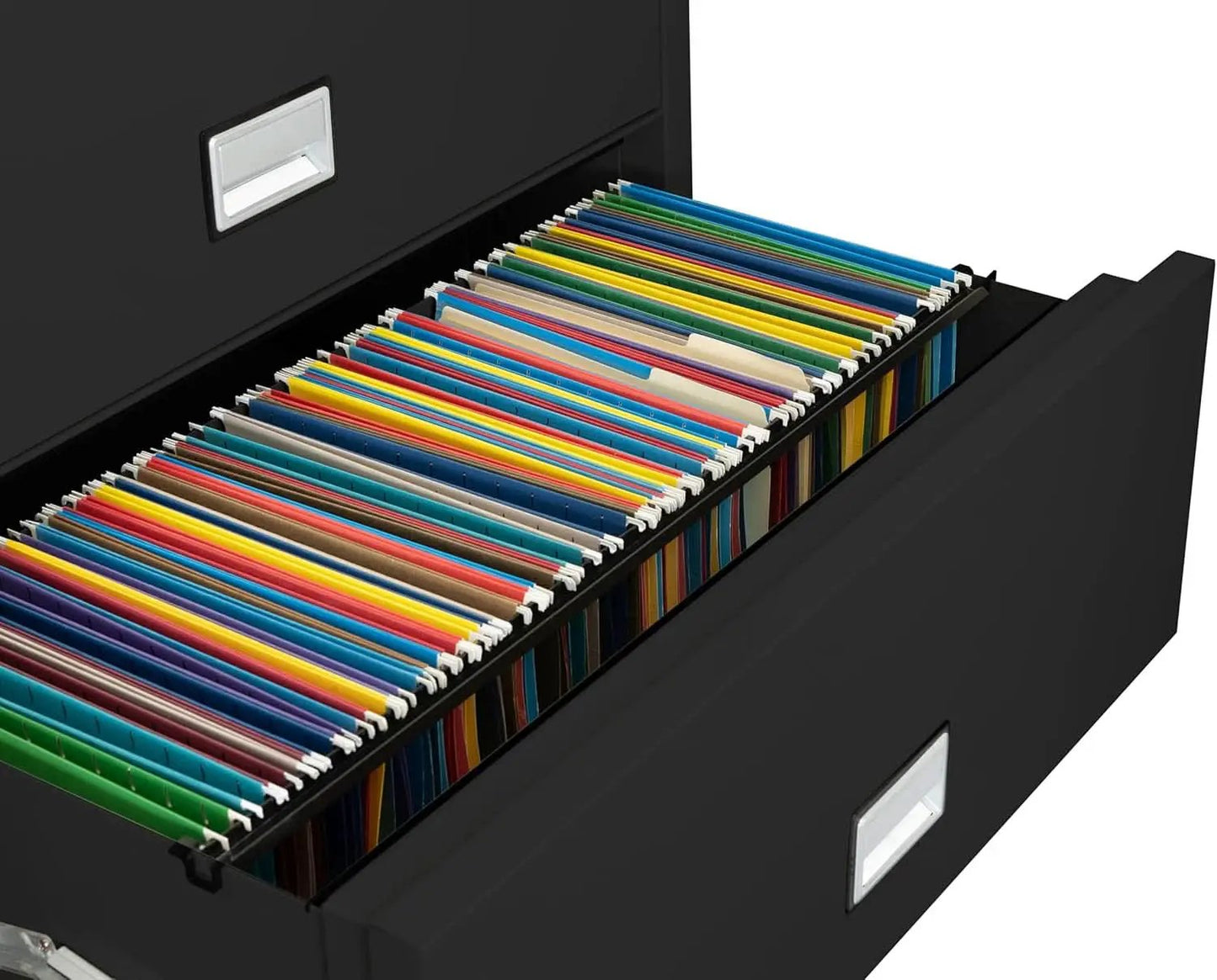38 Inch Lateral 4 Drawer Fireproof File Cabinet With Key Lock Black from PriceLows™