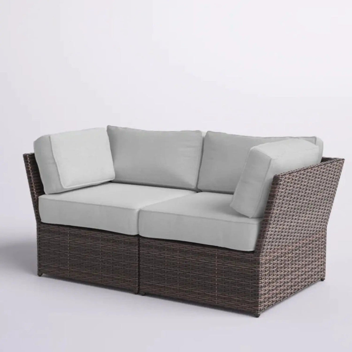 Outdoor Wicker Loveseat With Cushions Patio Seating Wicker - | Loveseat | Wicker & Aluminum | Brown