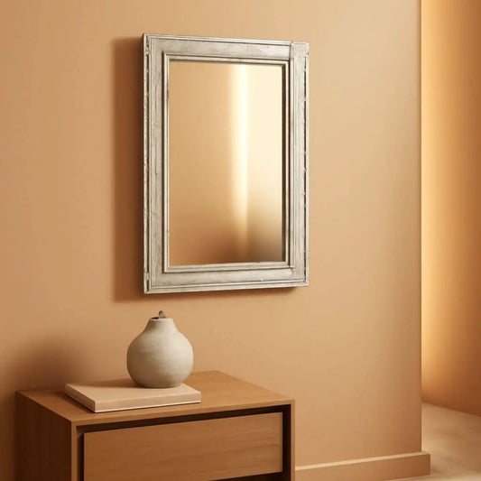 Wall Mirror Wood Framed Rustic Rectangle Small Decorative from PriceLows™