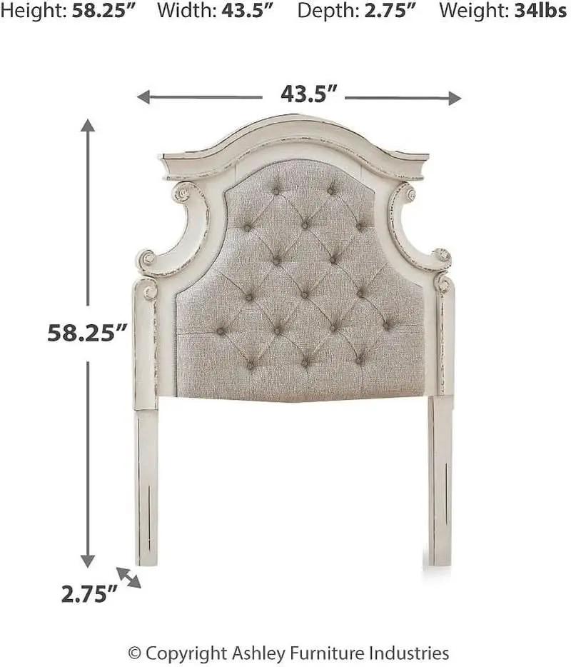 Vintage White Twin Upholstered Tufted Cottage Headboard from PriceLows™