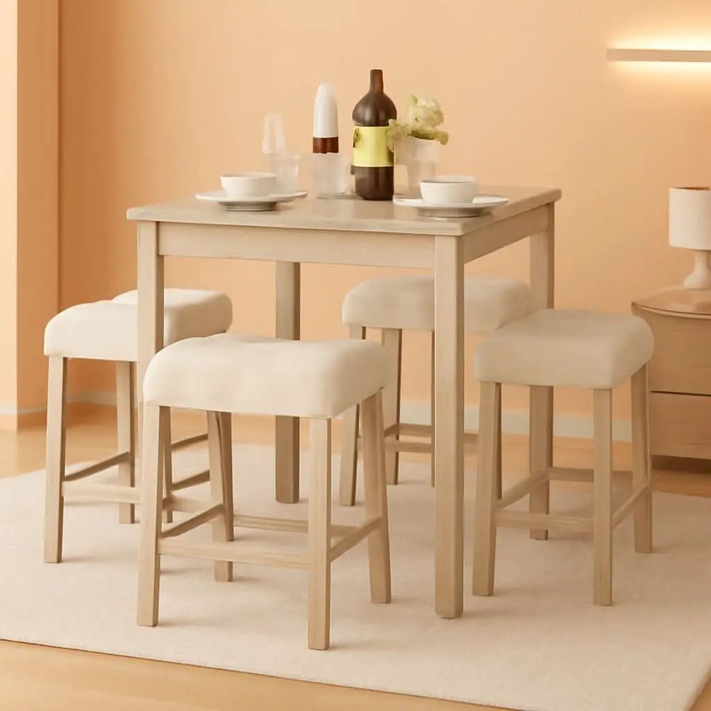 Bar Table Set Square Ultrasoft Cushioned Stools Space Saving from PriceLows™
