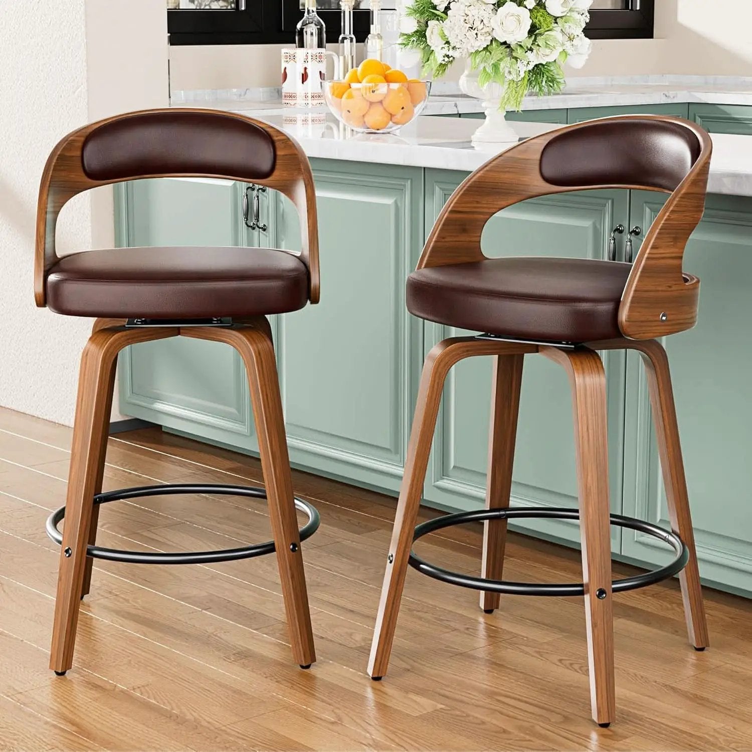 Mid Century Modern Swivel Bar Stools Set of Two from PriceLows™