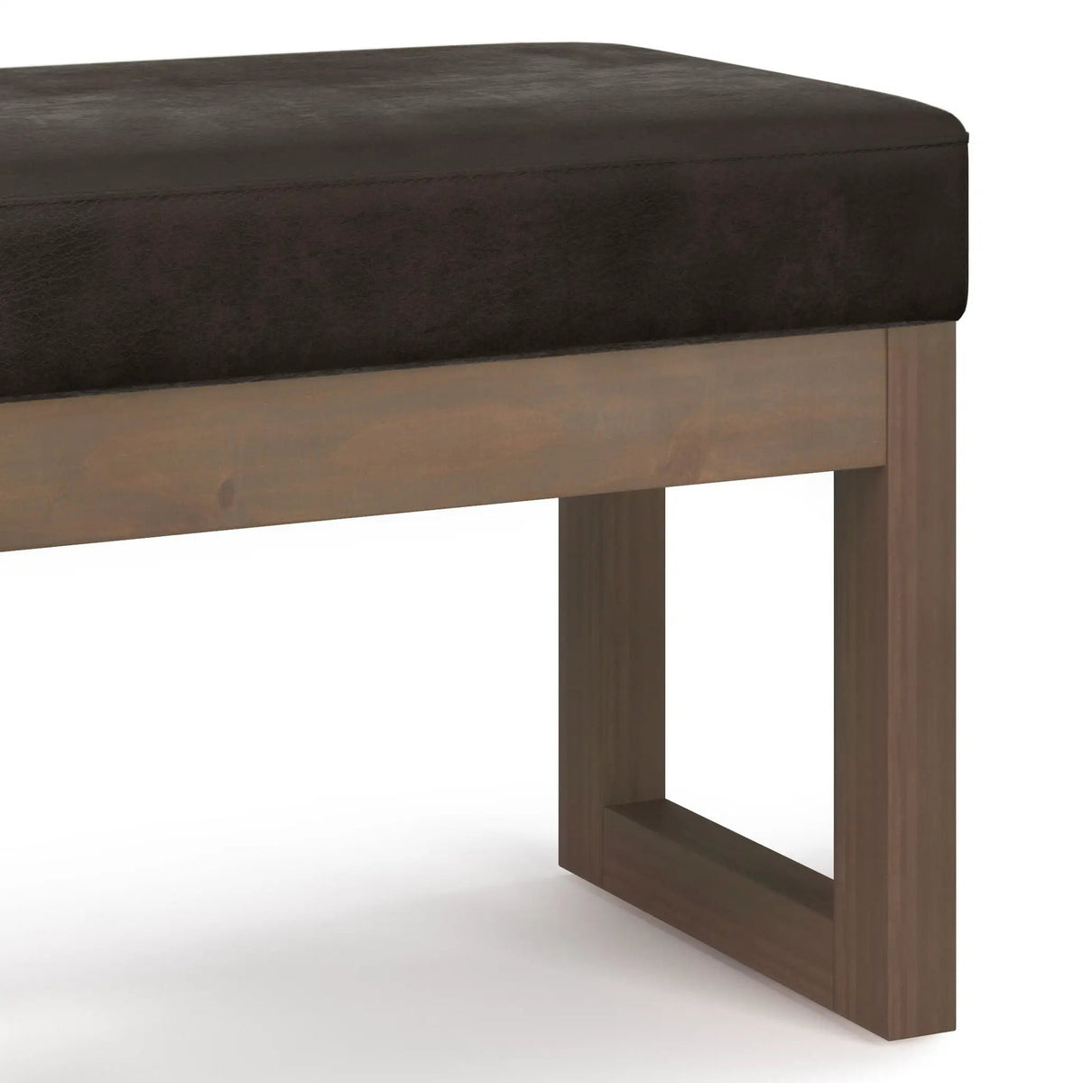 Milltown Upholstered Ottoman Bench | Driftwood Solid Wood Base | Versatile Design | 44.5 Inch Width