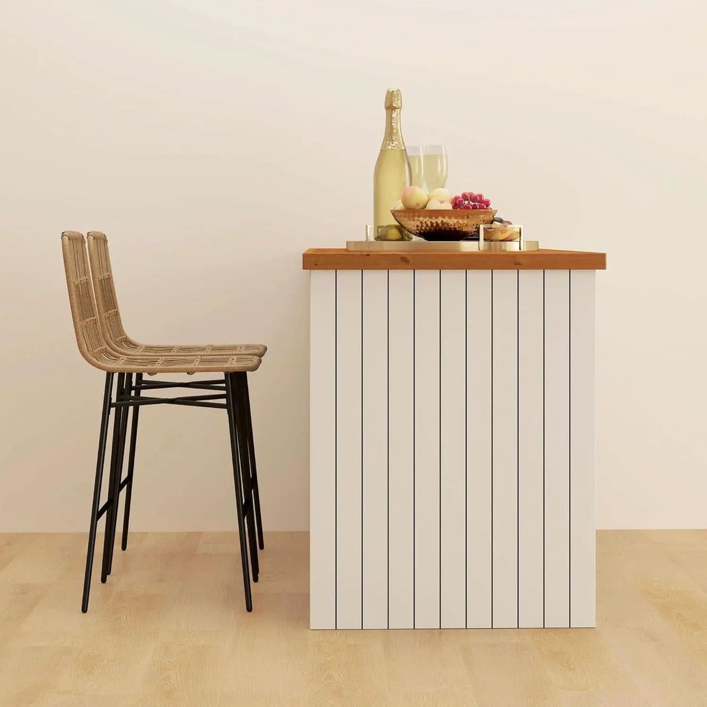Rattan Counter Height Bar Stools Set Of 2 26 Inch Brown from PriceLows™