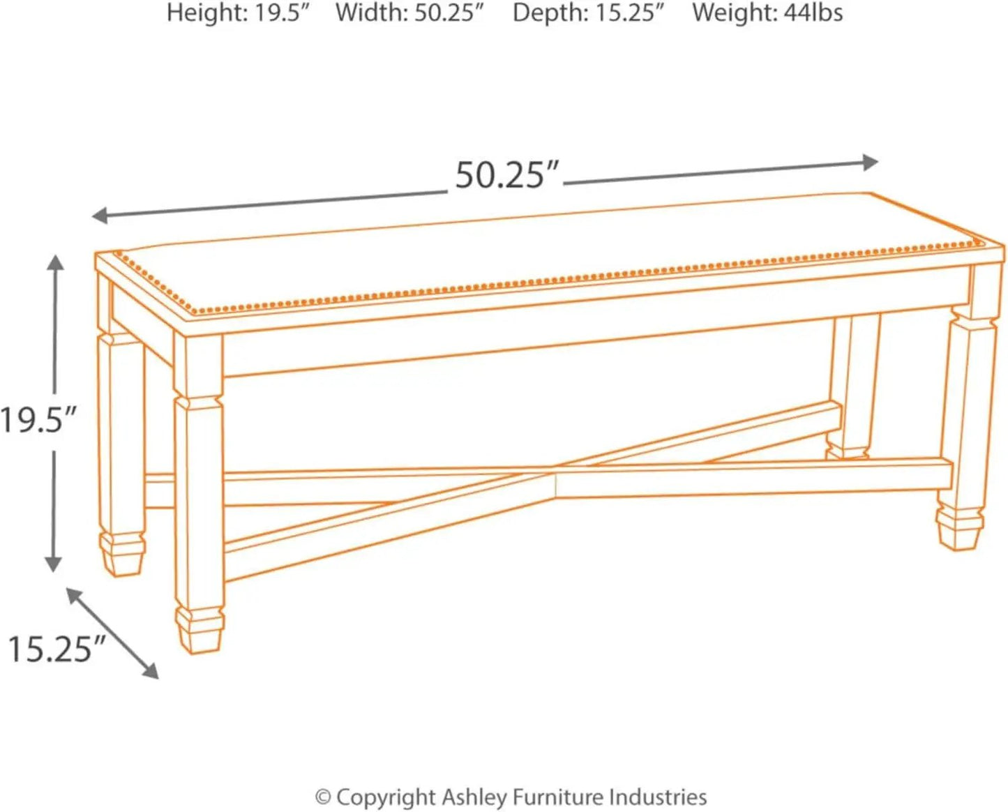Bolanburg Upholstered Dining Bench Antique White Finish from PriceLows™